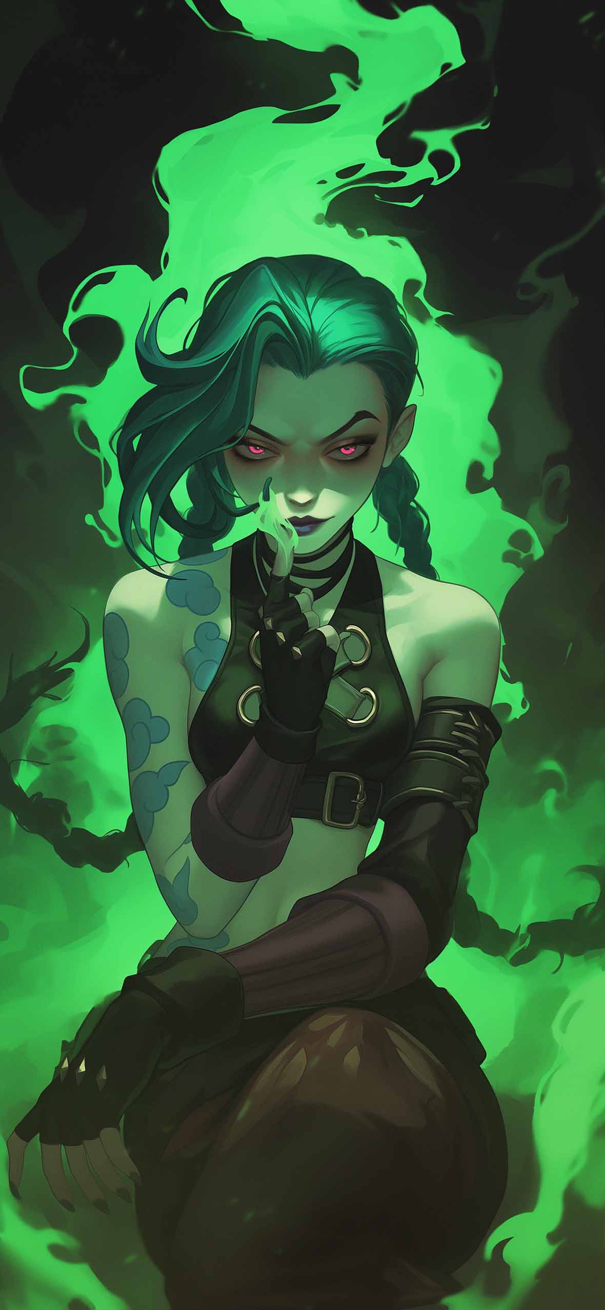 Jinx Green Smoke Arcane Wallpaper