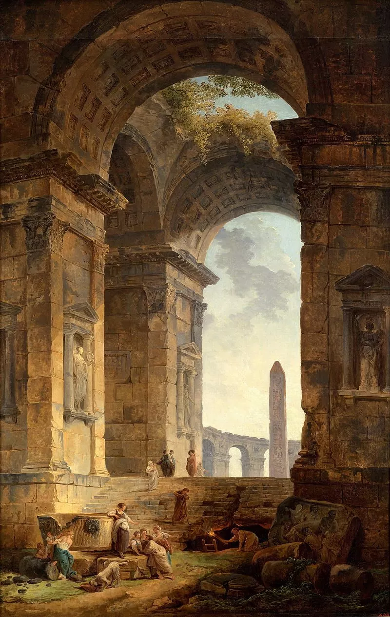 Painting, ruins, Rome, HD phone