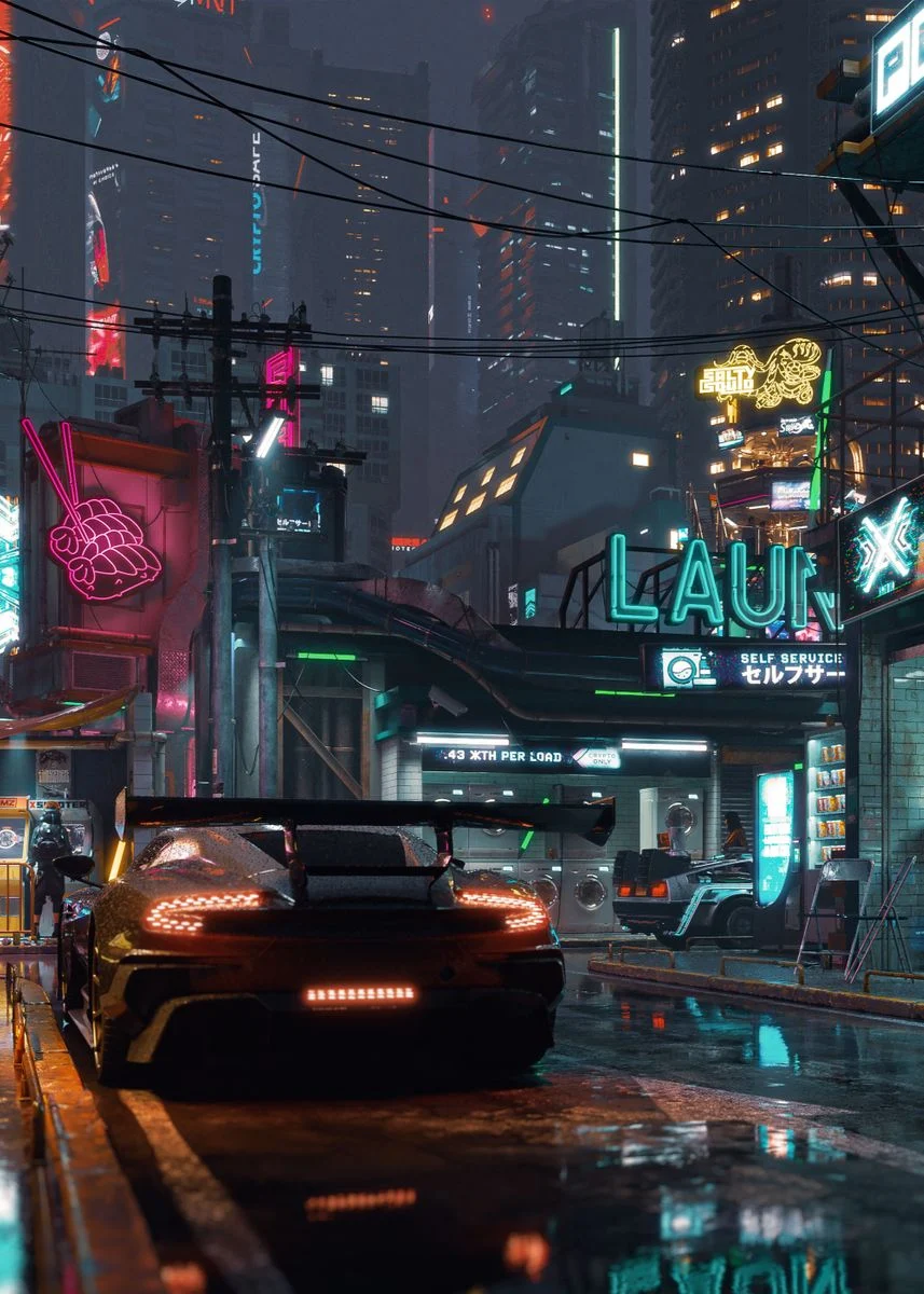 Cyberpunk Night District' Poster