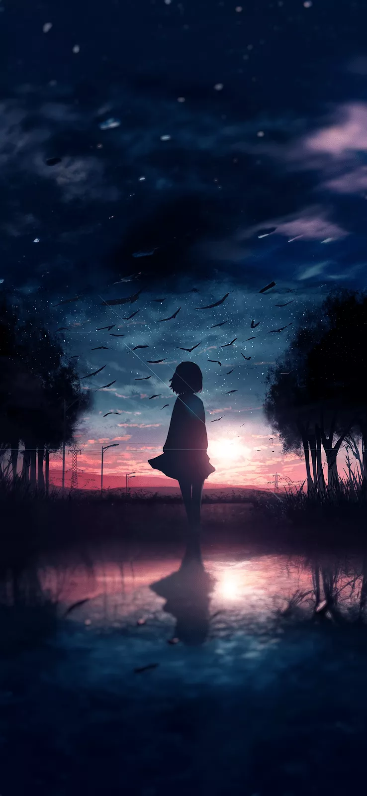 iPhone Wallpaper Sunrise Anime Girl