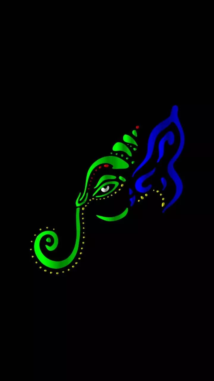Ganesh Blue Green IPhone Wallpaper