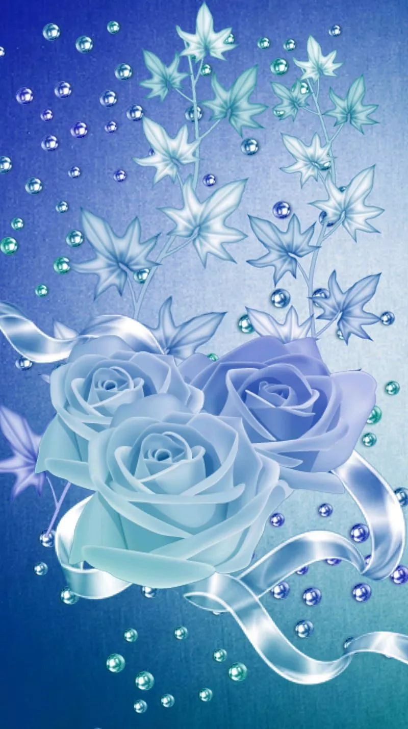 HD blue rose bubbles wallpaper