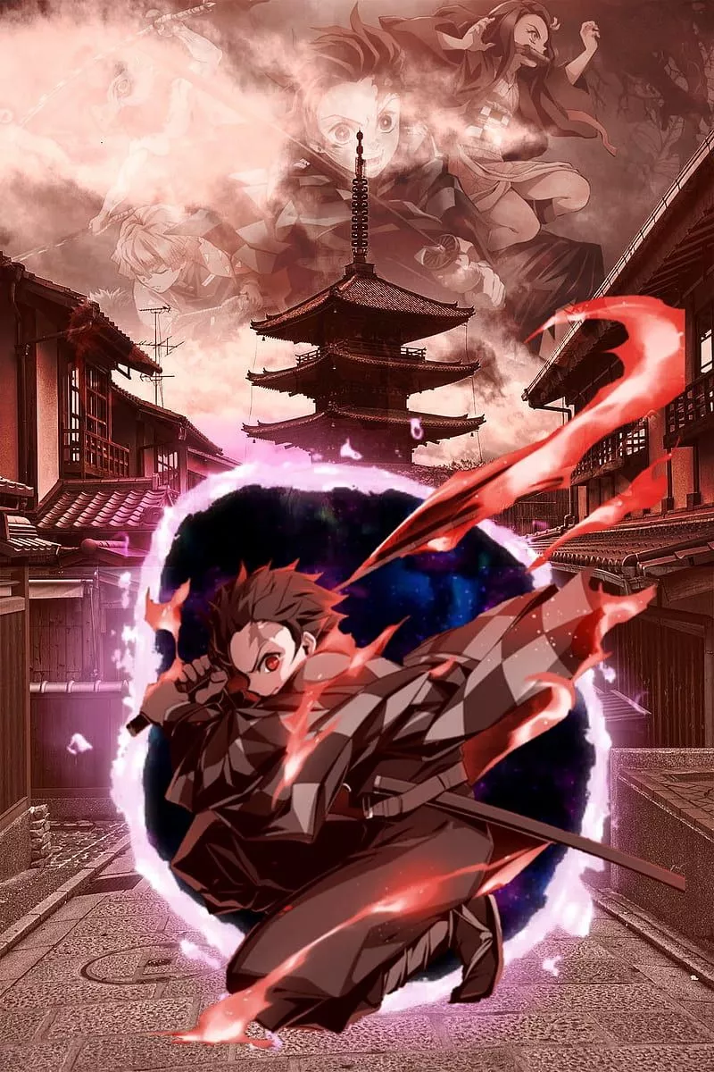 Demon Slayer tanjiro, anime, black