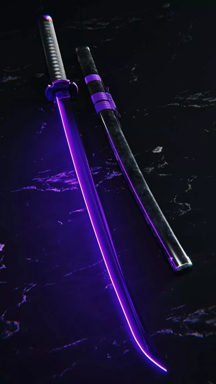 Neon Katana Sword iPhone Wallpaper HD