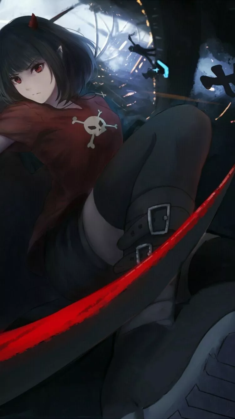 wallpaper 750x1334 anime girl, fight