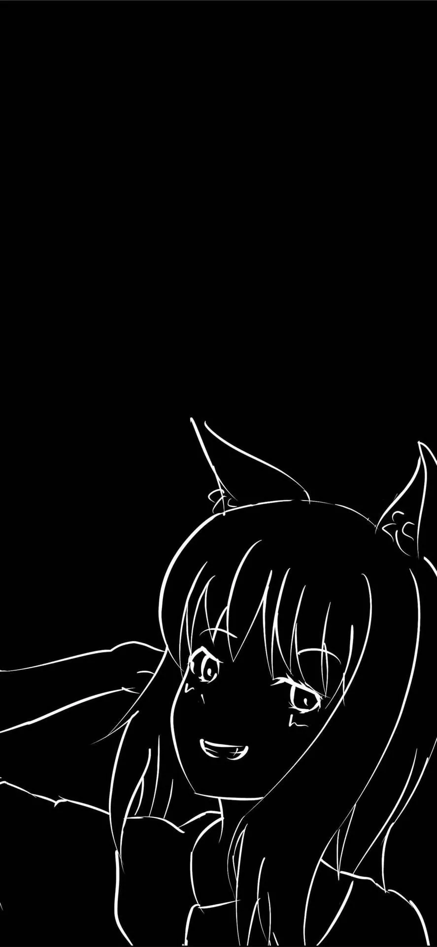 Cat Girl Anime Black And White iPhone