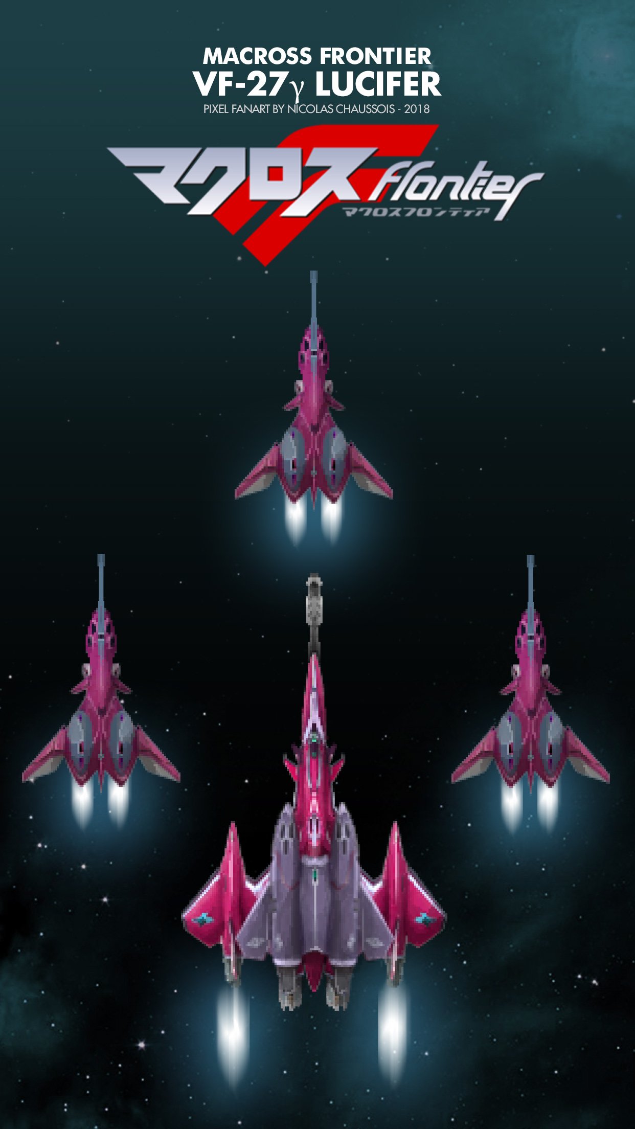 Macross pixel art phone wallpaper