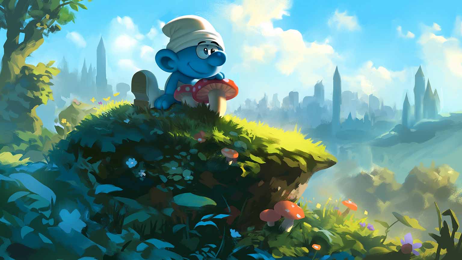 Smurf on the Hilltop Desktop Wallpaper
