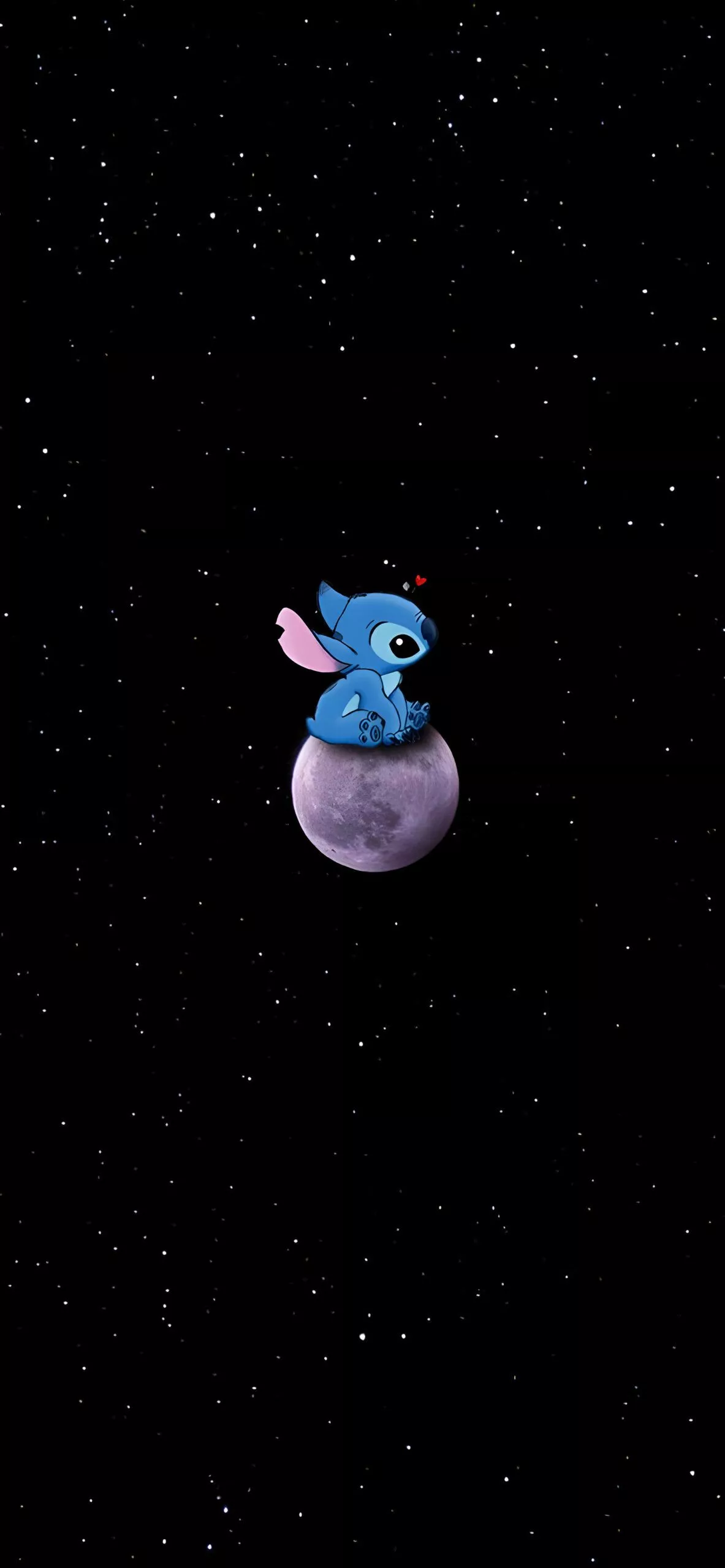 Stitch Sitting on Moon Wallpaper