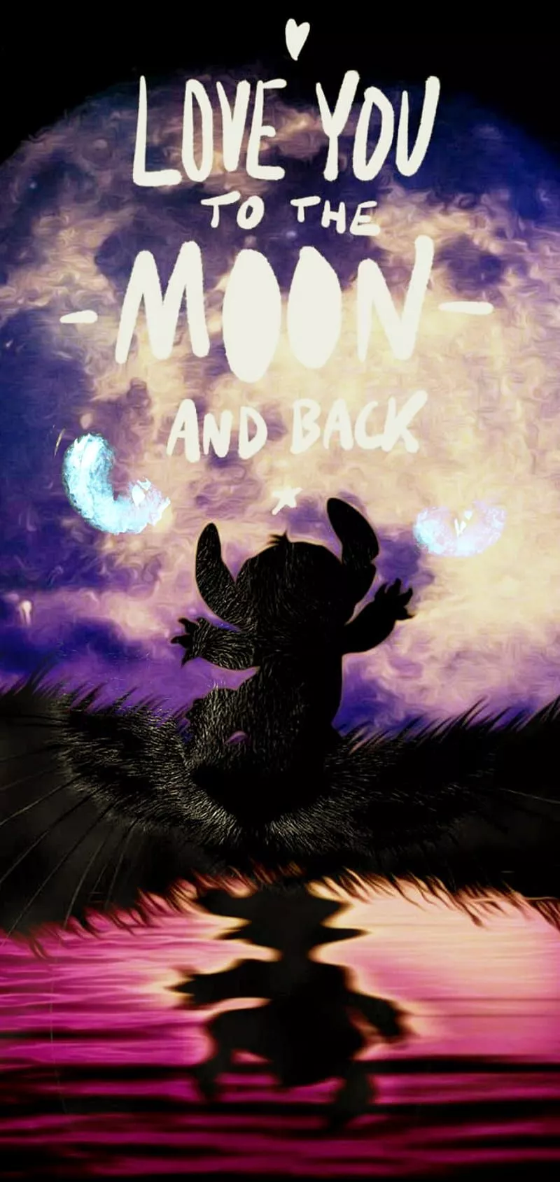 Stich, love, moon, HD phone wallpaper
