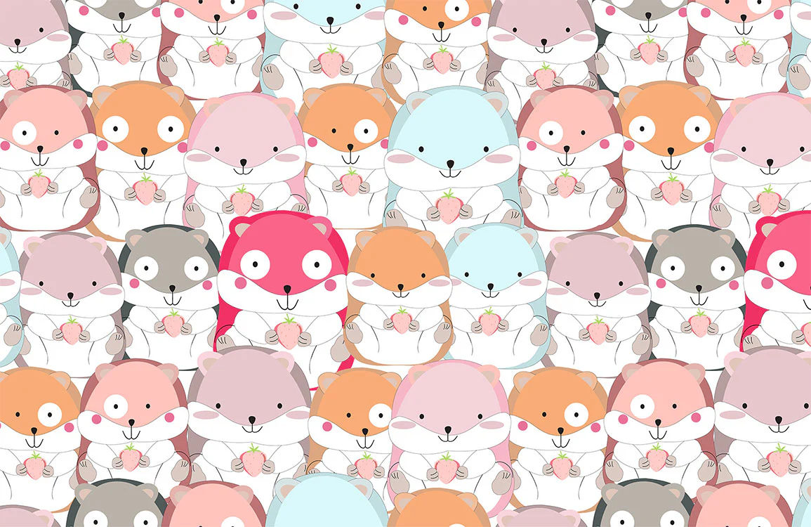 Cute Animal Illustration Kids Wallpaper