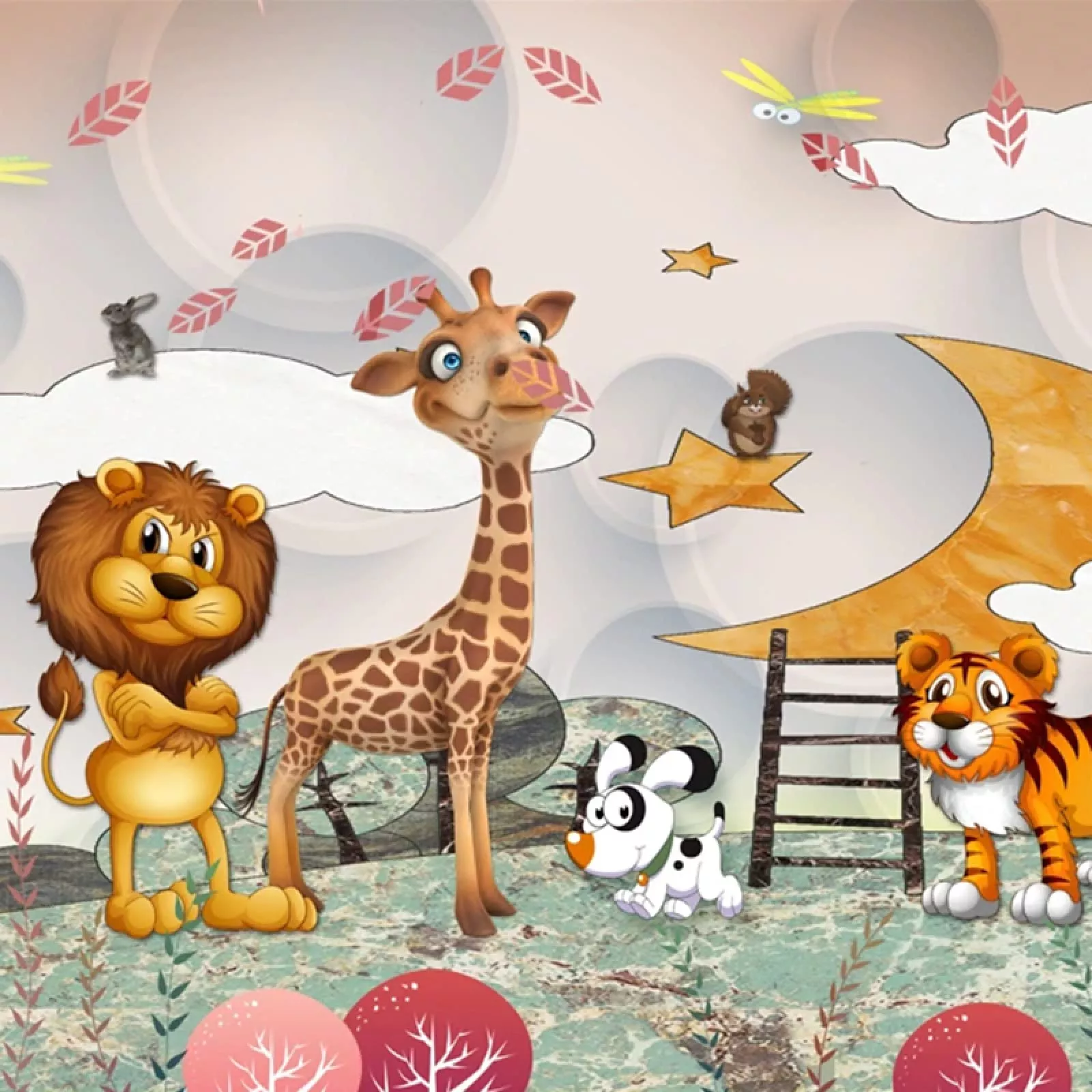 Cartoon Animal Wall Photo Wallpaper