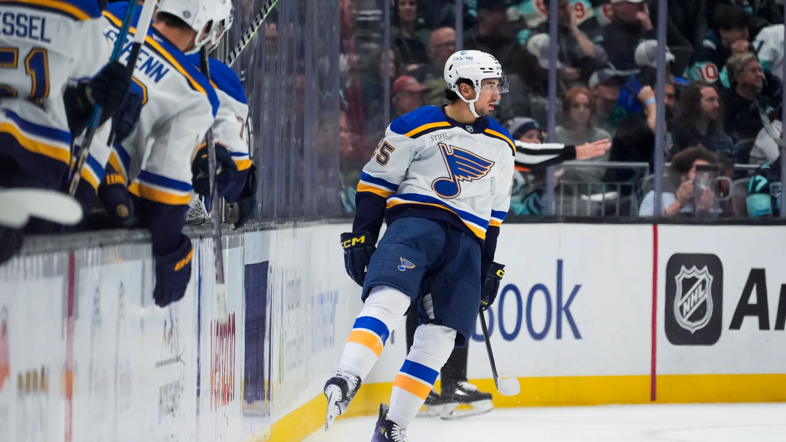 Jordan Kyrou scores twice as Blues