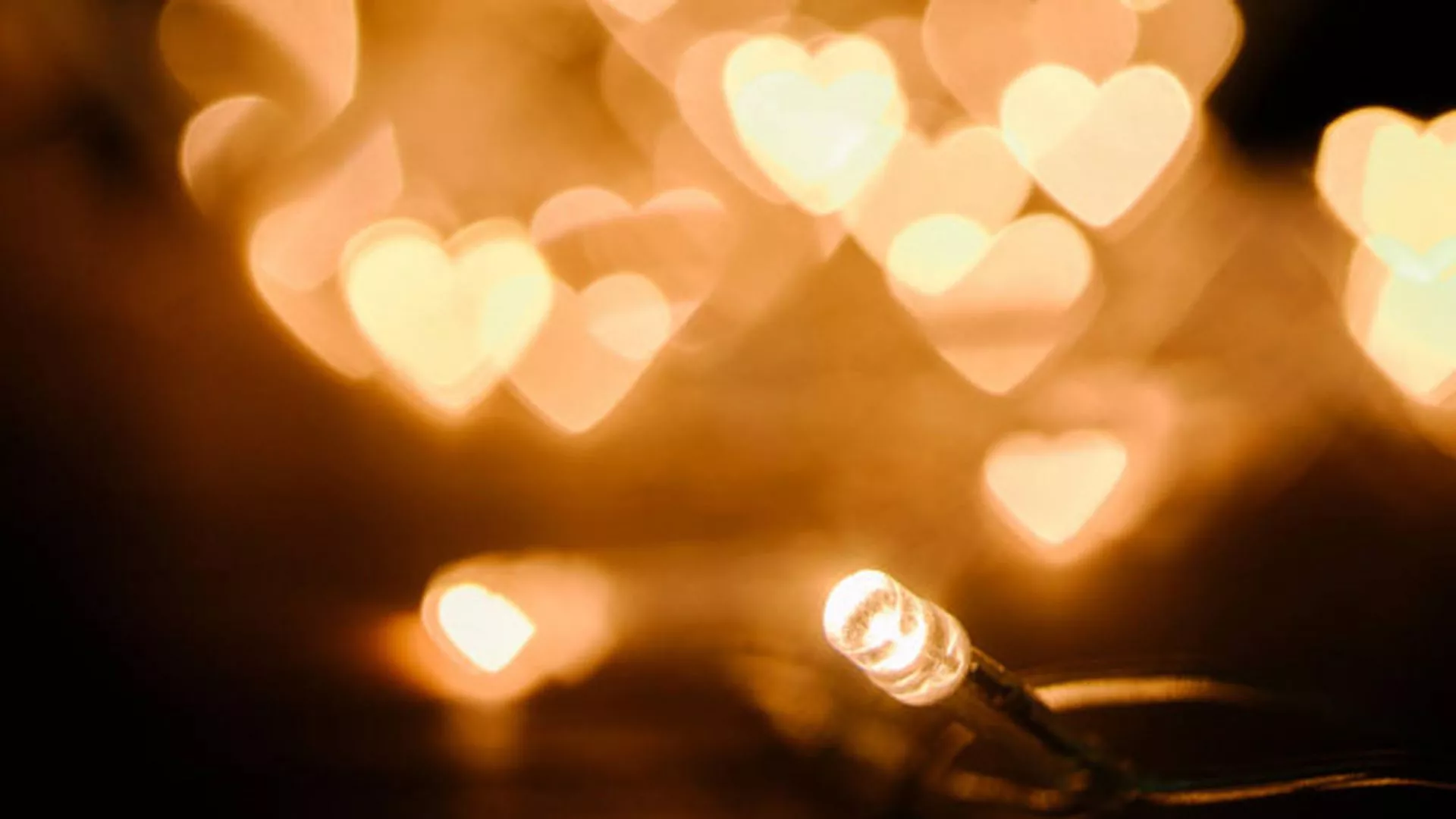 Heart Yellow Lights Shapes Blur Bokeh