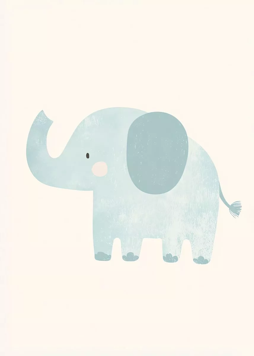 Cute Blue Elephant Illustration' Poster