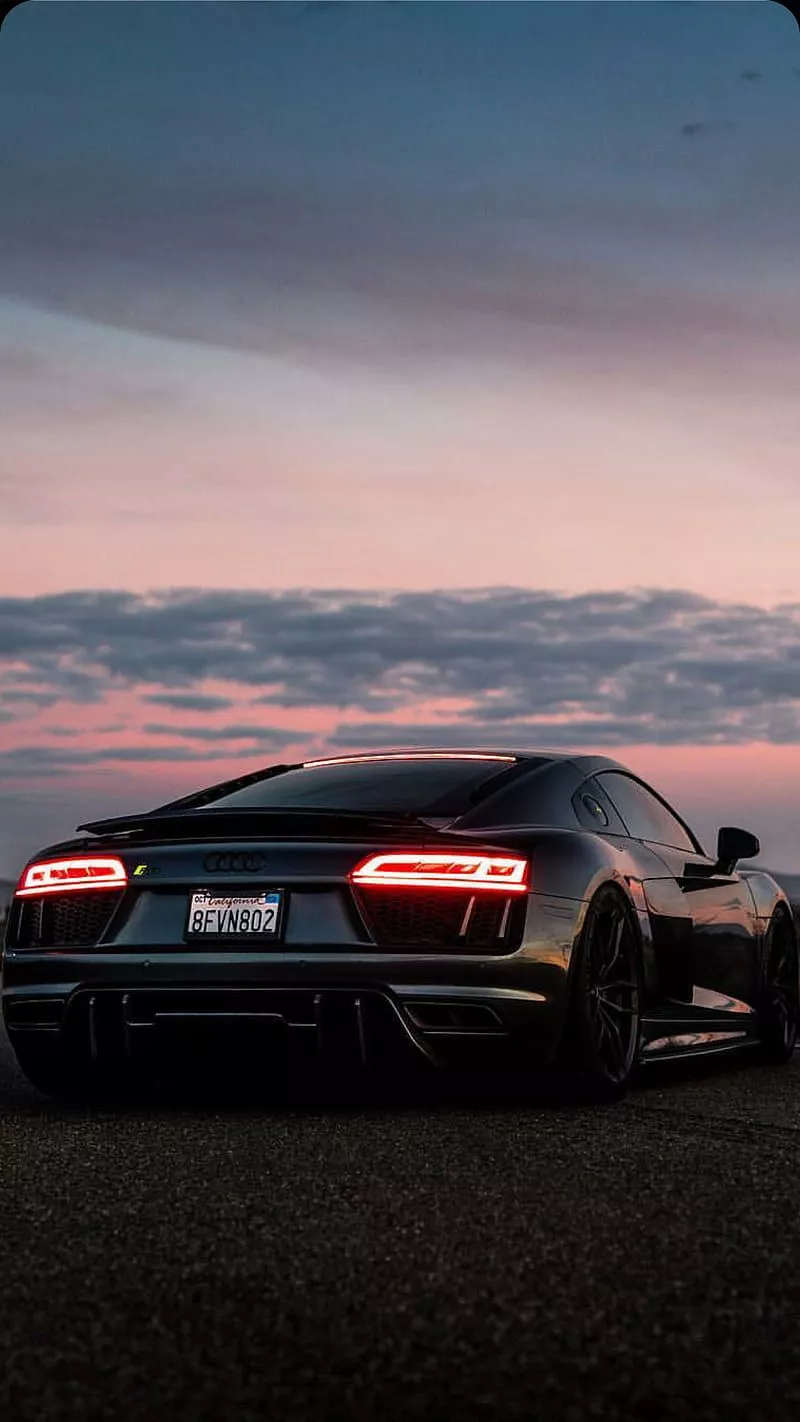 AUDI R8, black, car, supercar, sports, america, new, sunset, HD phone wallpaper