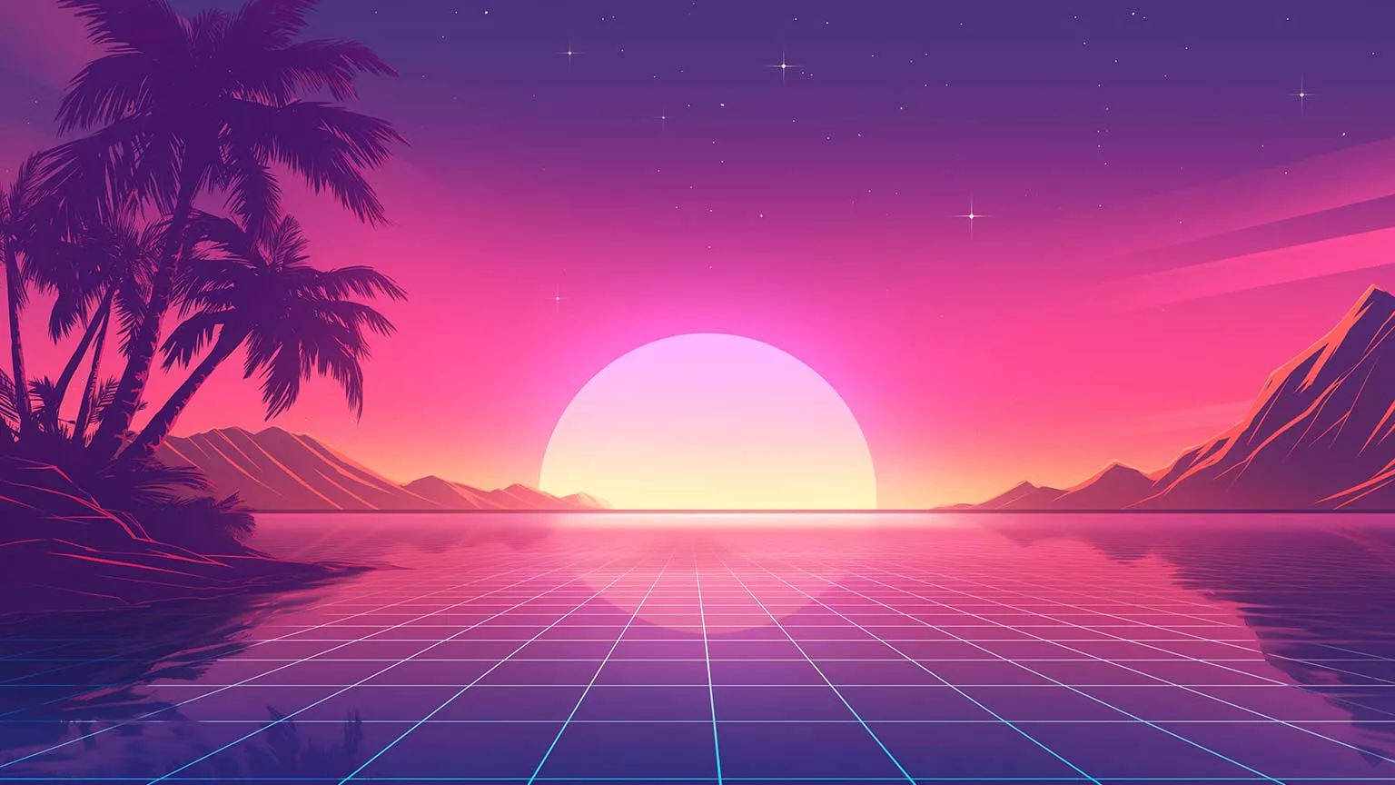 Retro Synthwave Neon Desktop Wallpaper