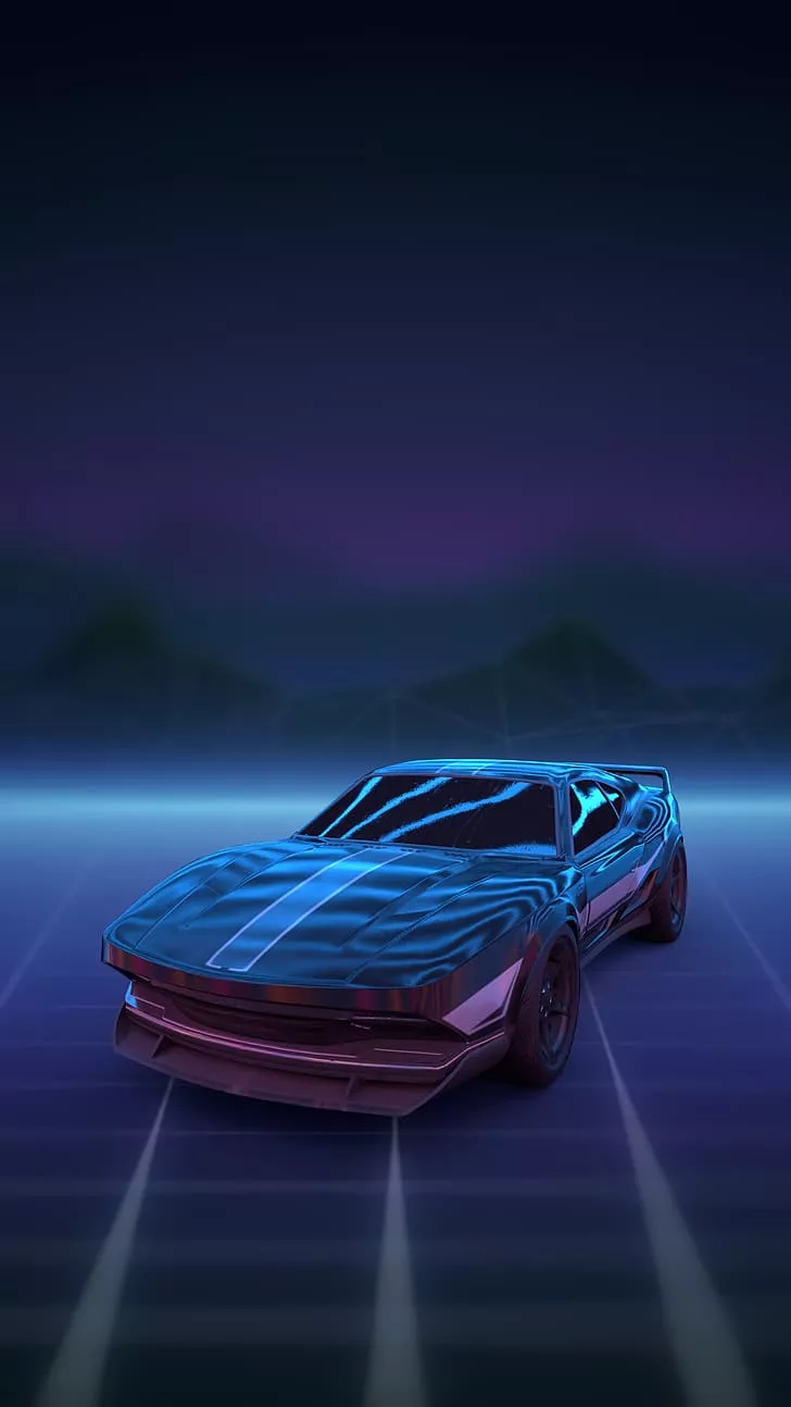 4K, 3D, Retrowave, car, cyberpunk, neon