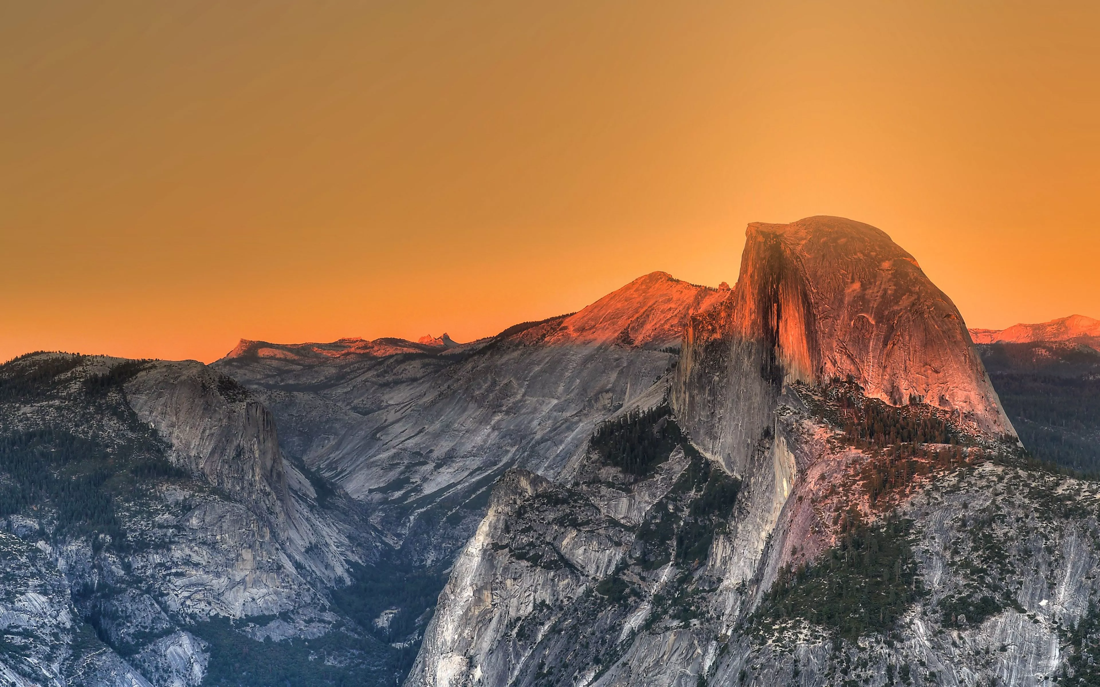 Yosemite Mountain Art Orange Sky