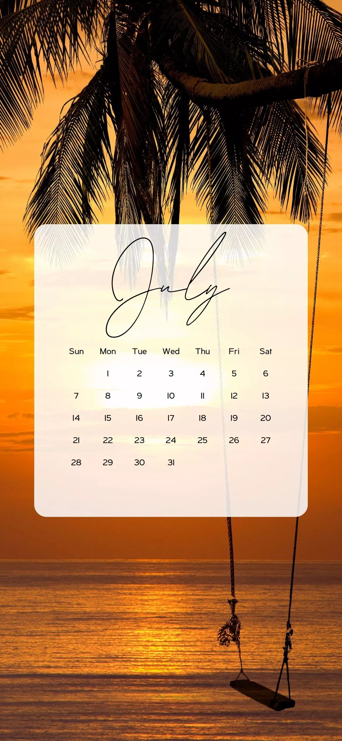 July Calendar Wallpaper