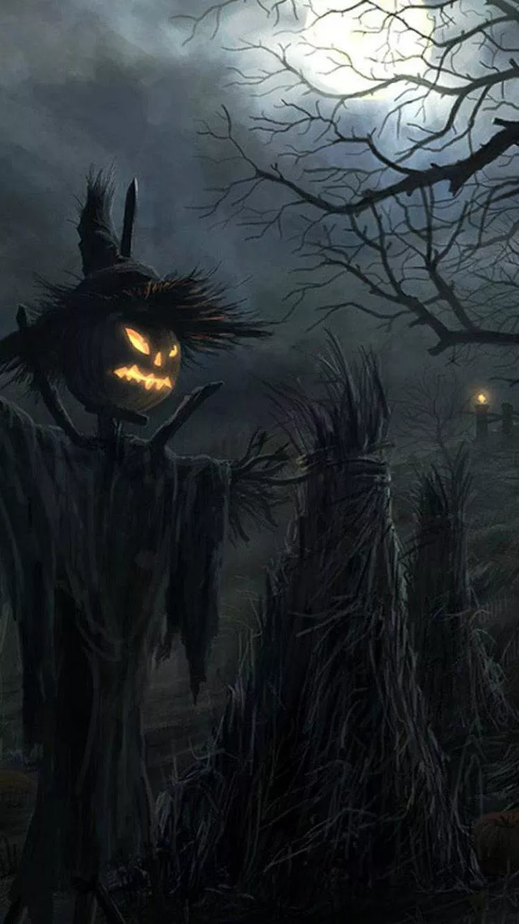 Spooky Pumpkin Scarecrow Wallpaper