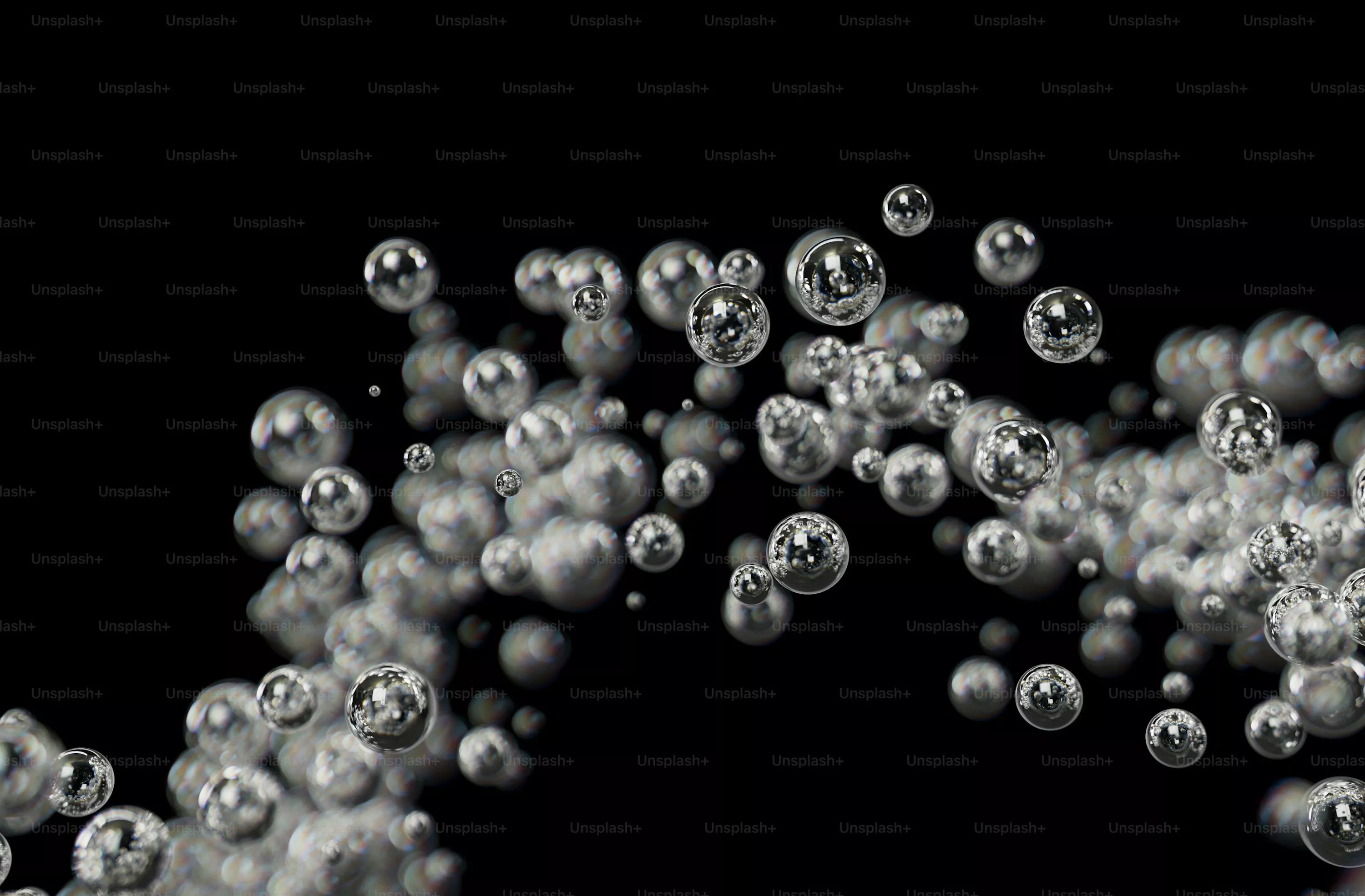 A bunch of bubbles floating in the air