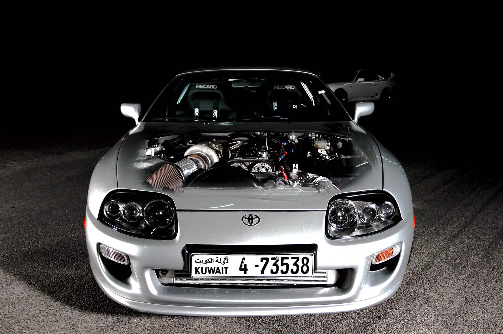 Silver Toyota Supra Engine Illustration