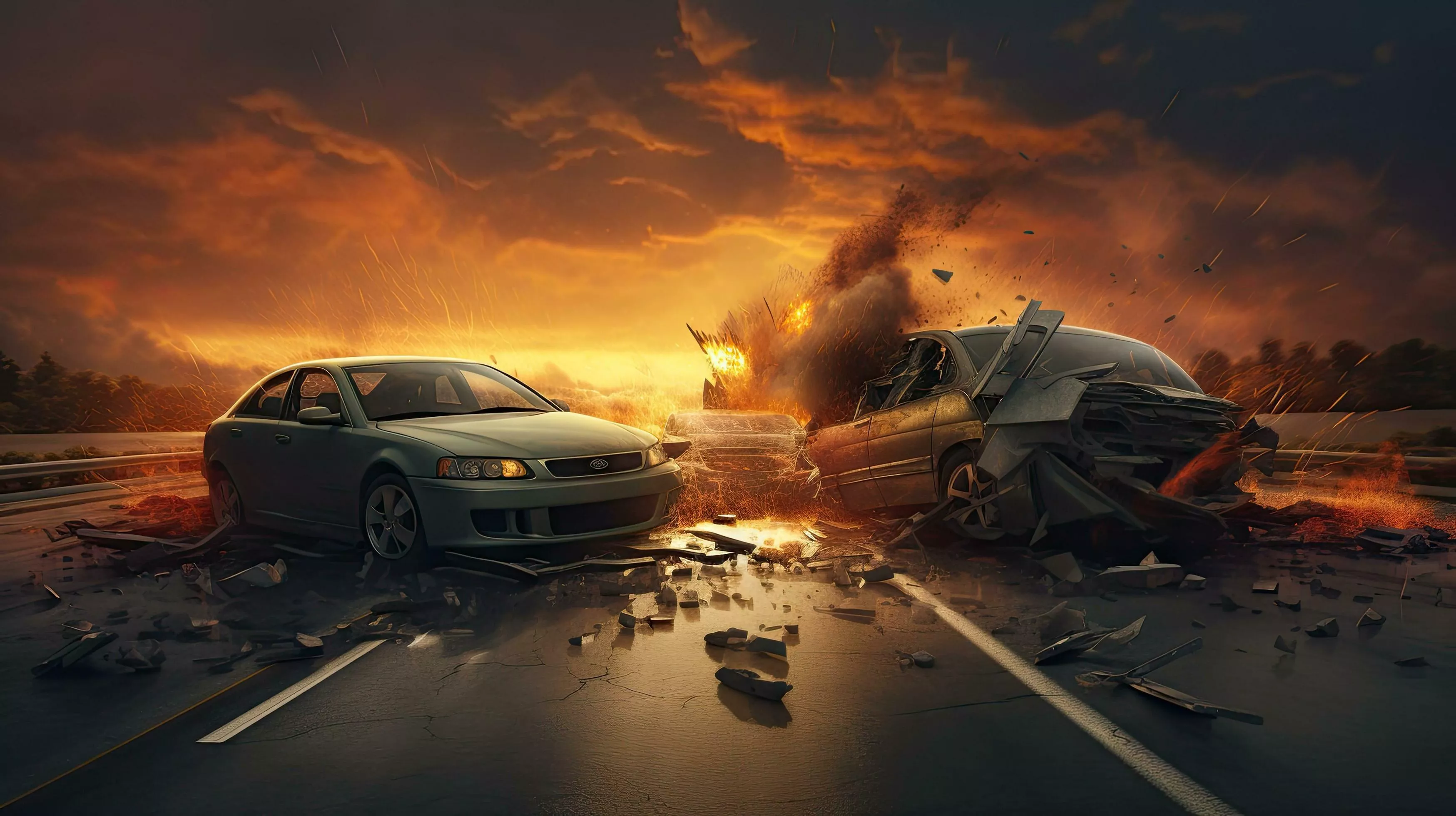 Drunk driving, car accident on the road