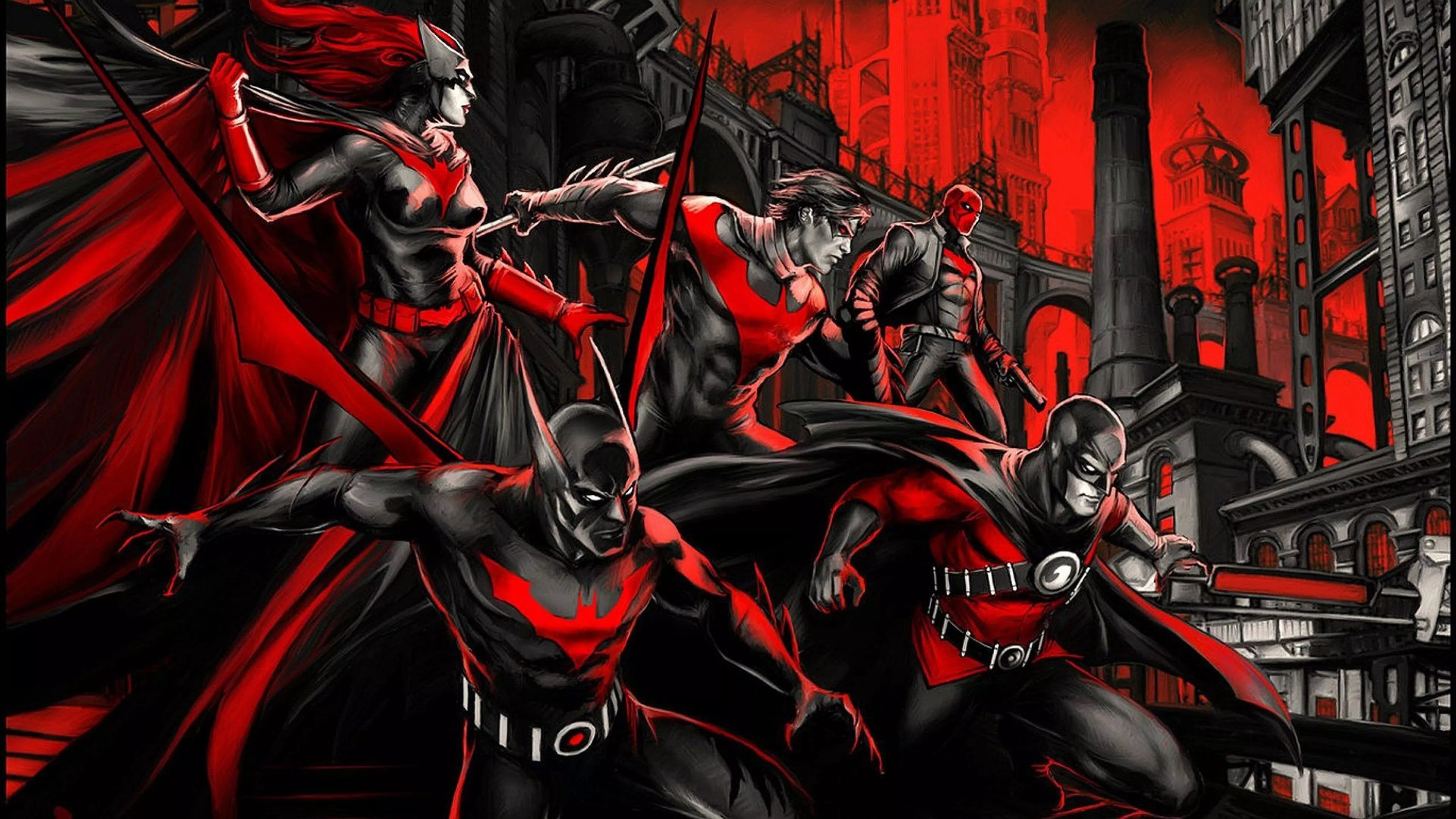 Gotham In Red Wallpaper, HD Superheroes