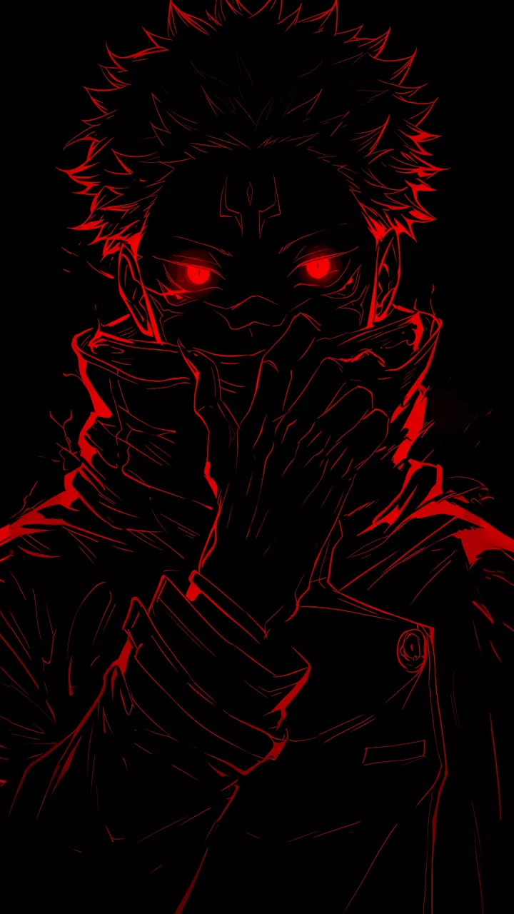 Sukuna Wallpaper 4K, Red aesthetic