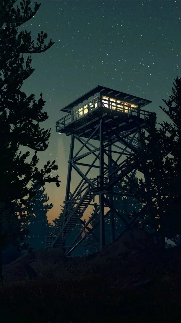 Firewatch Game Minimal Tower Night IPhone Wallpaper iPhoneswallpaper Com