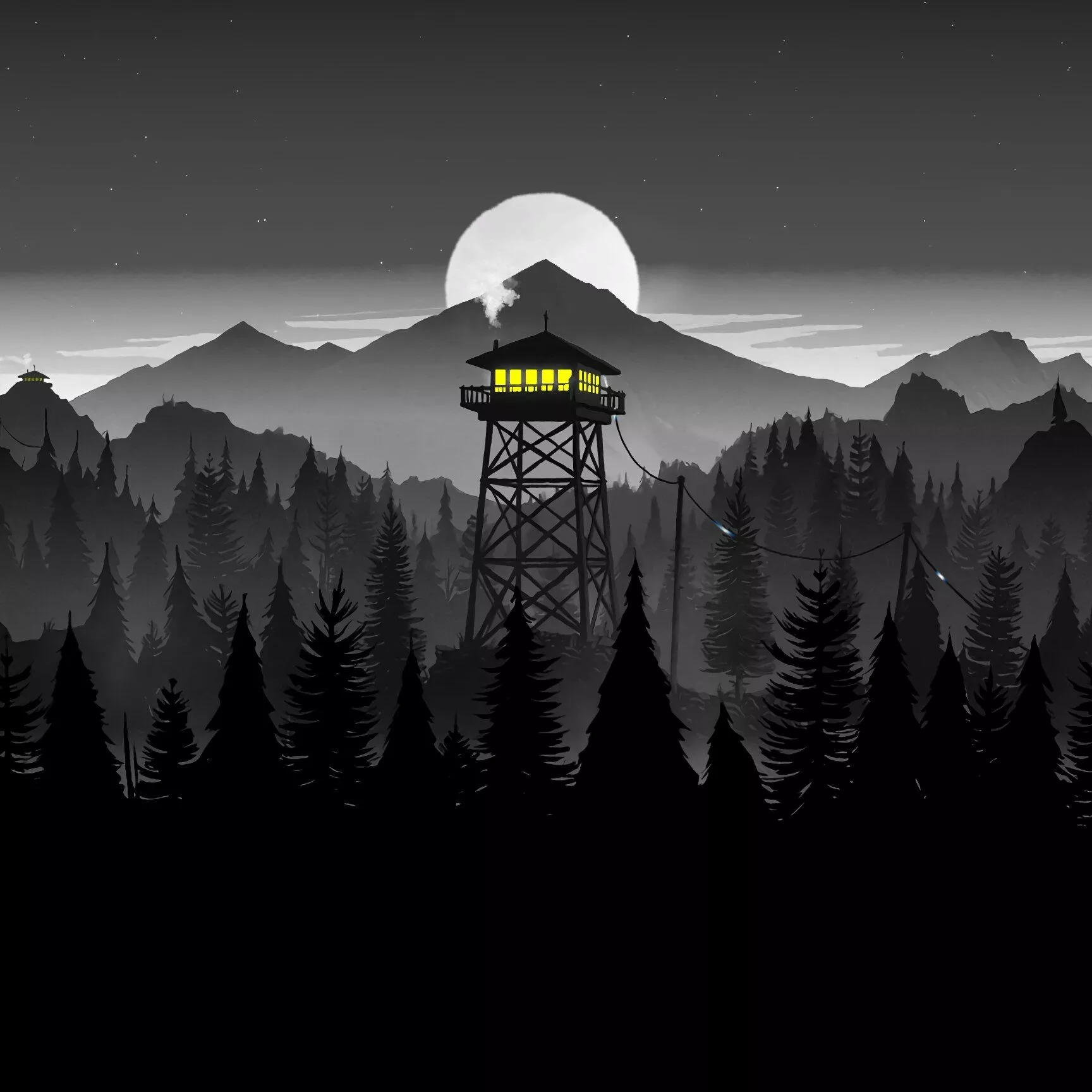 Black And White Firewatch Tower 3840 x