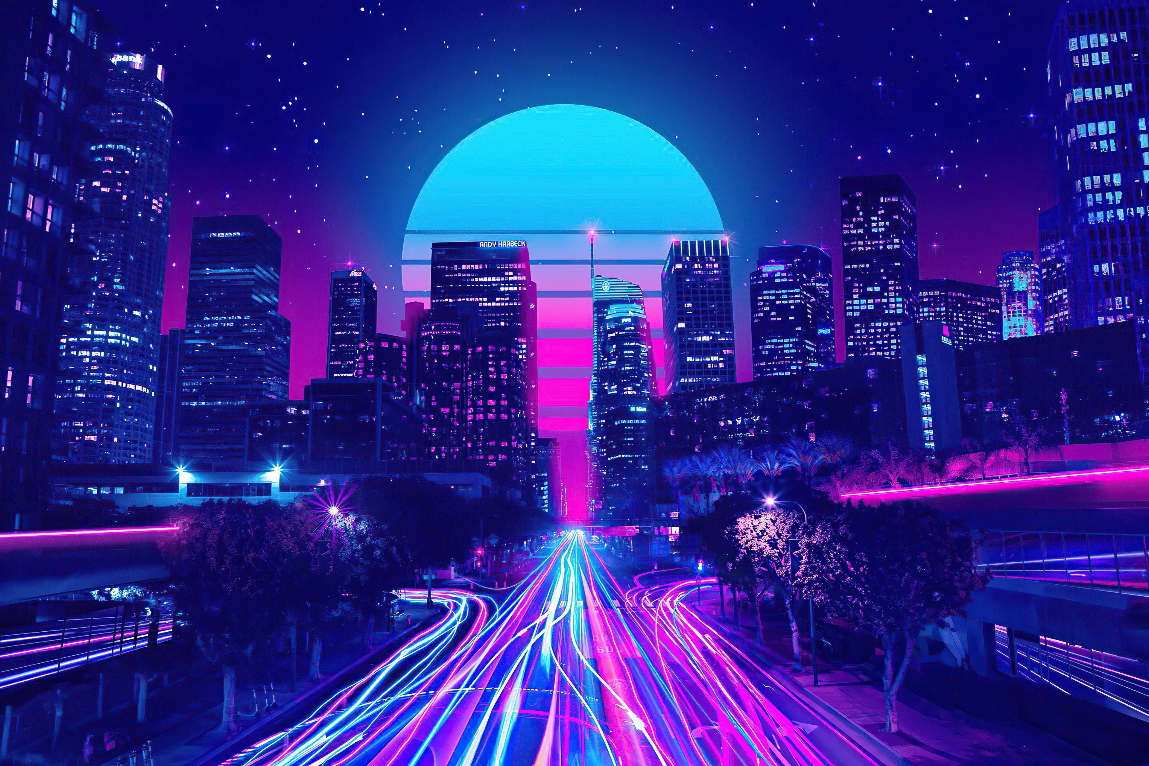 Neon City Los Angels Chromebook Pixel , HD 4k Wallpaper, Image, Background, Photos and Picture
