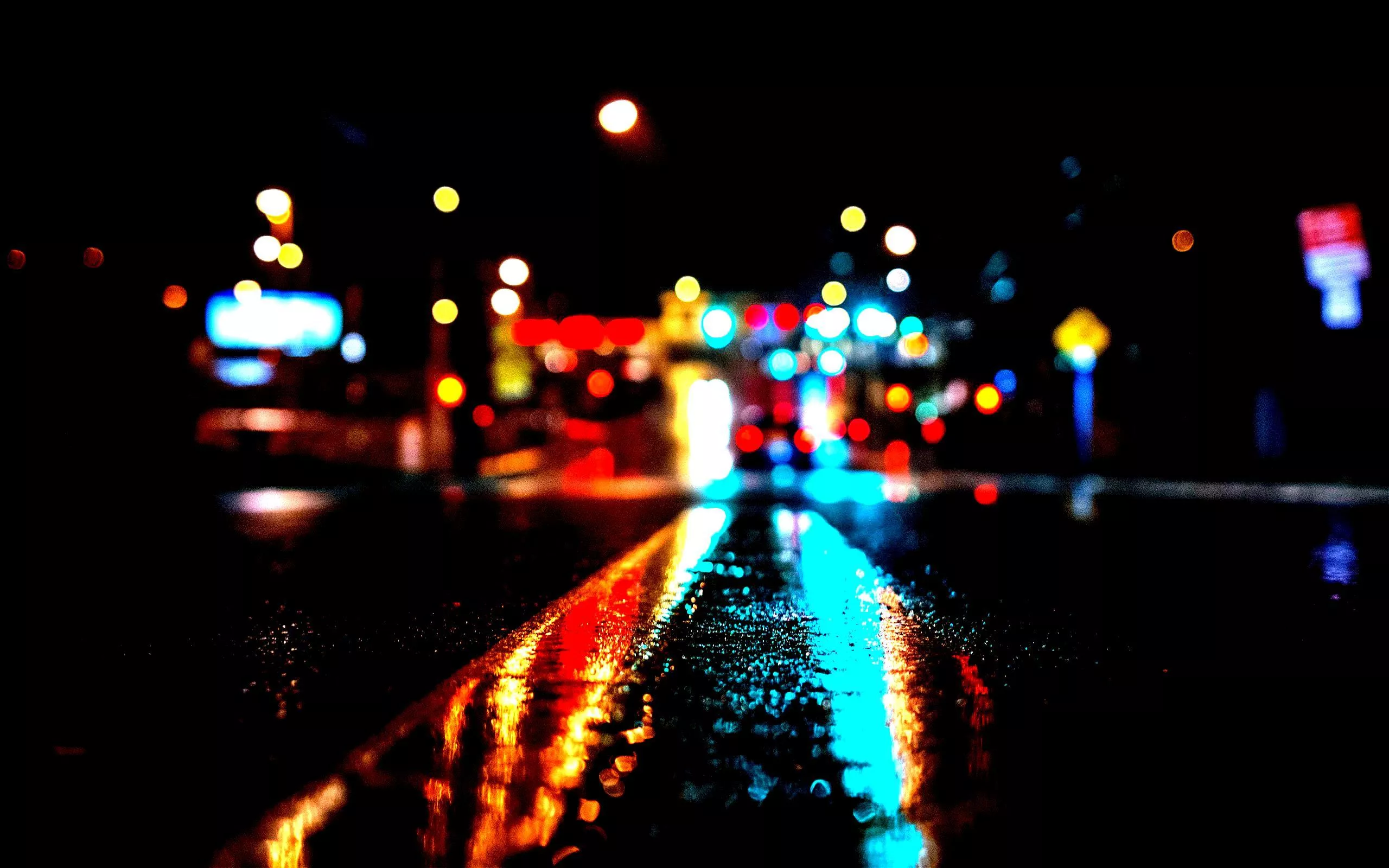 Wallpaper city, lights, night, bokeh