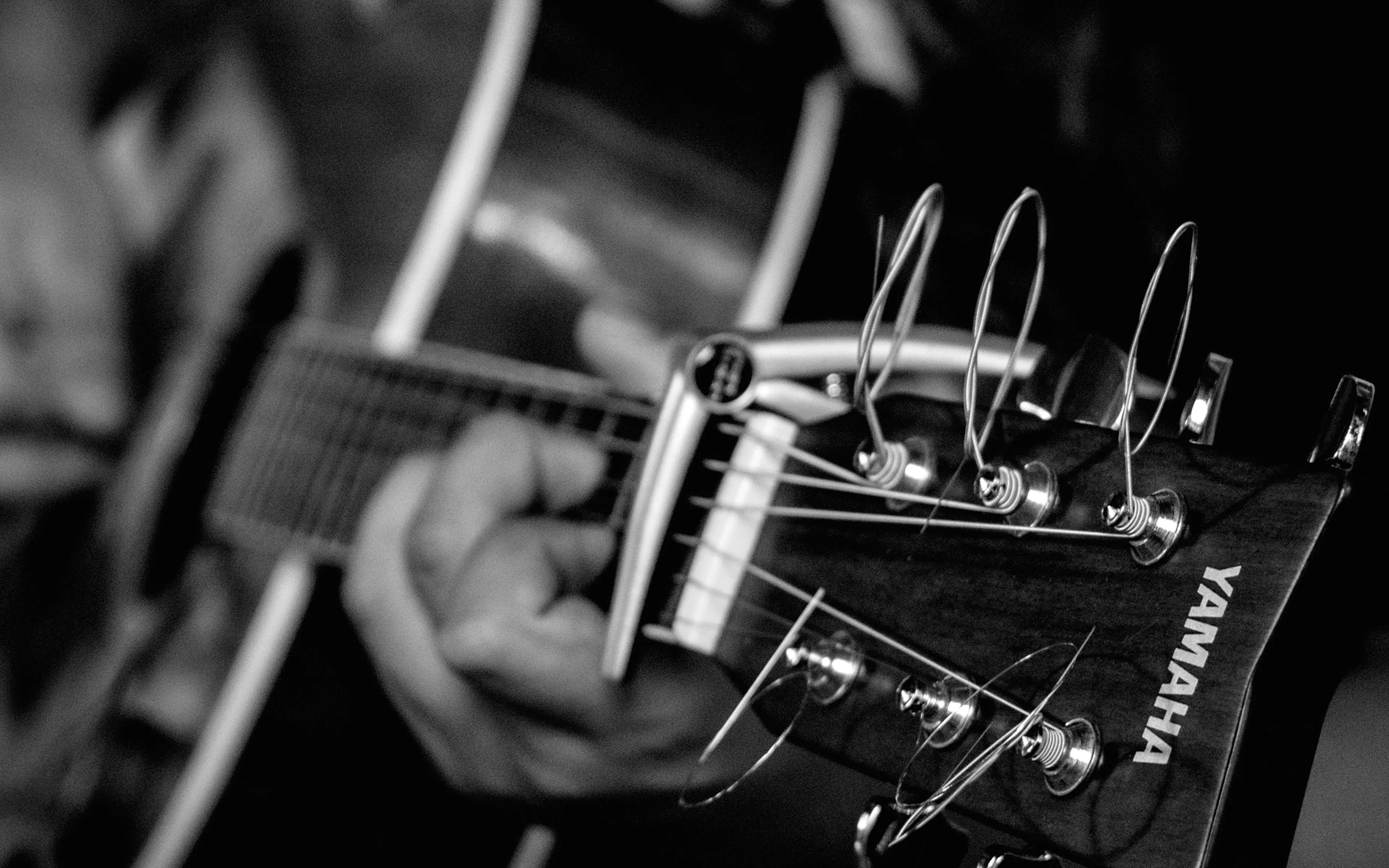 Guitar Music Art Bw Dark Yamaha