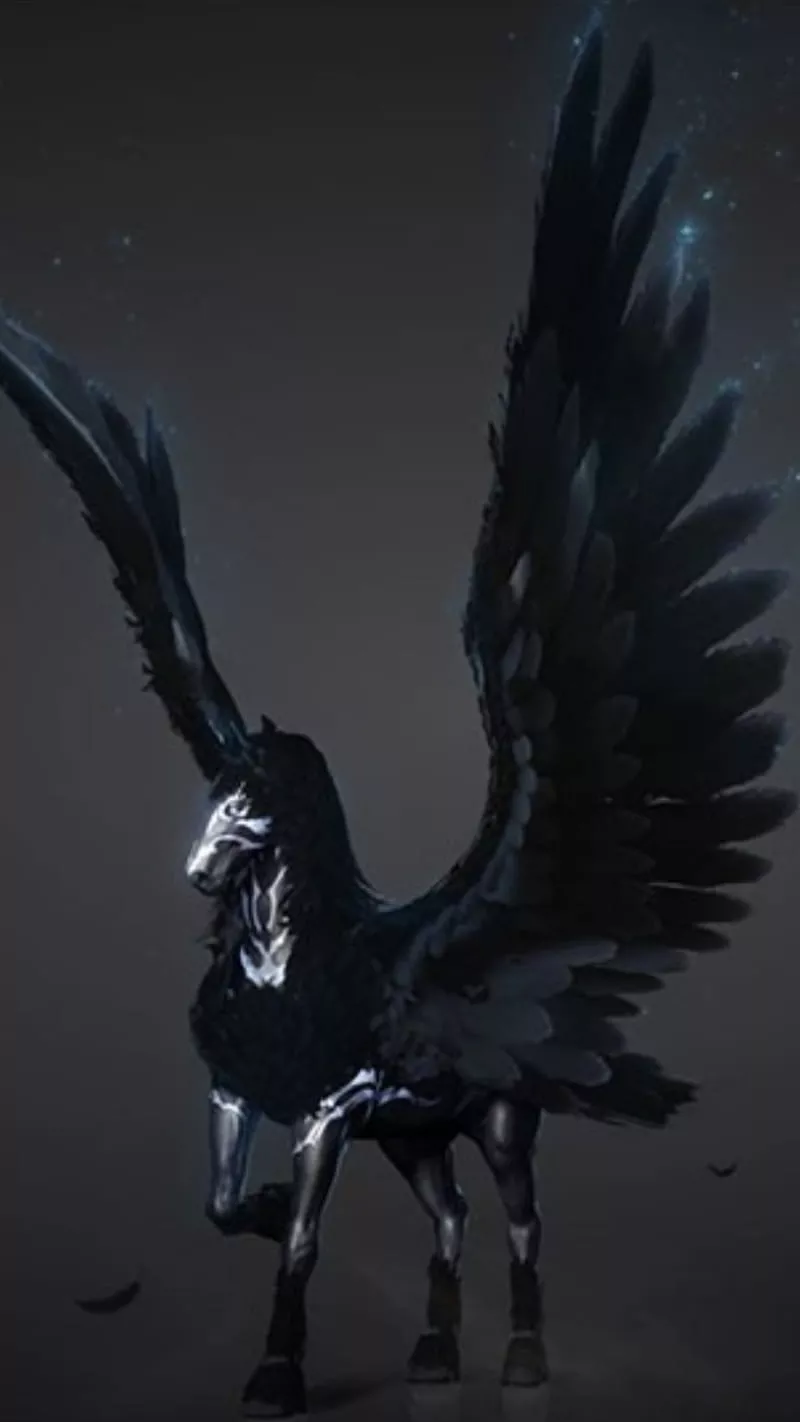 Black beauty Pegasus, 3D, black clydesdale, fortnight, iphone11, joker, samsung10, HD phone wallpaper