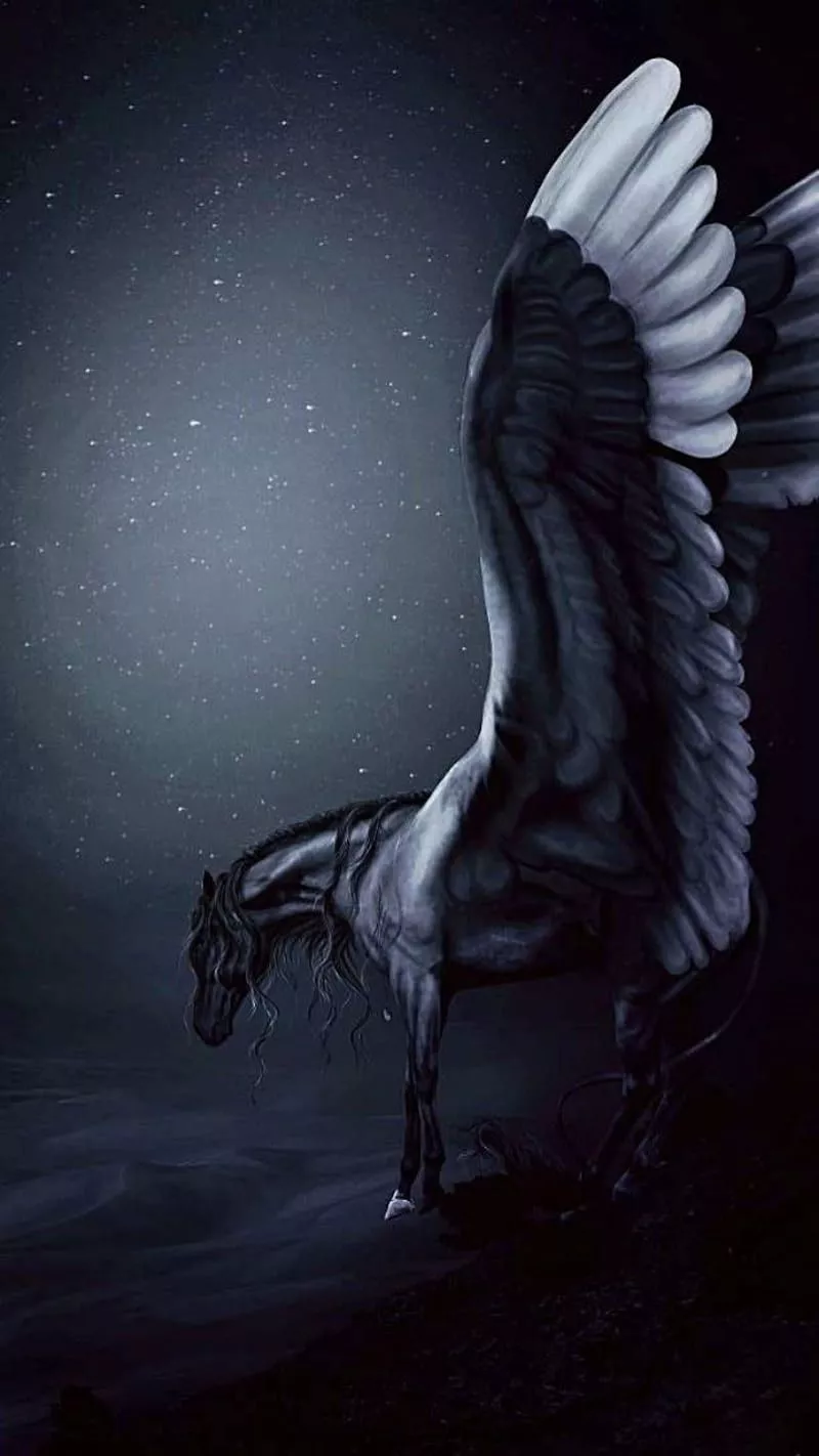 Black Pegasus, 3D, clydesdale, fortnight, horses, iphone11, live, stallions, HD phone wallpaper