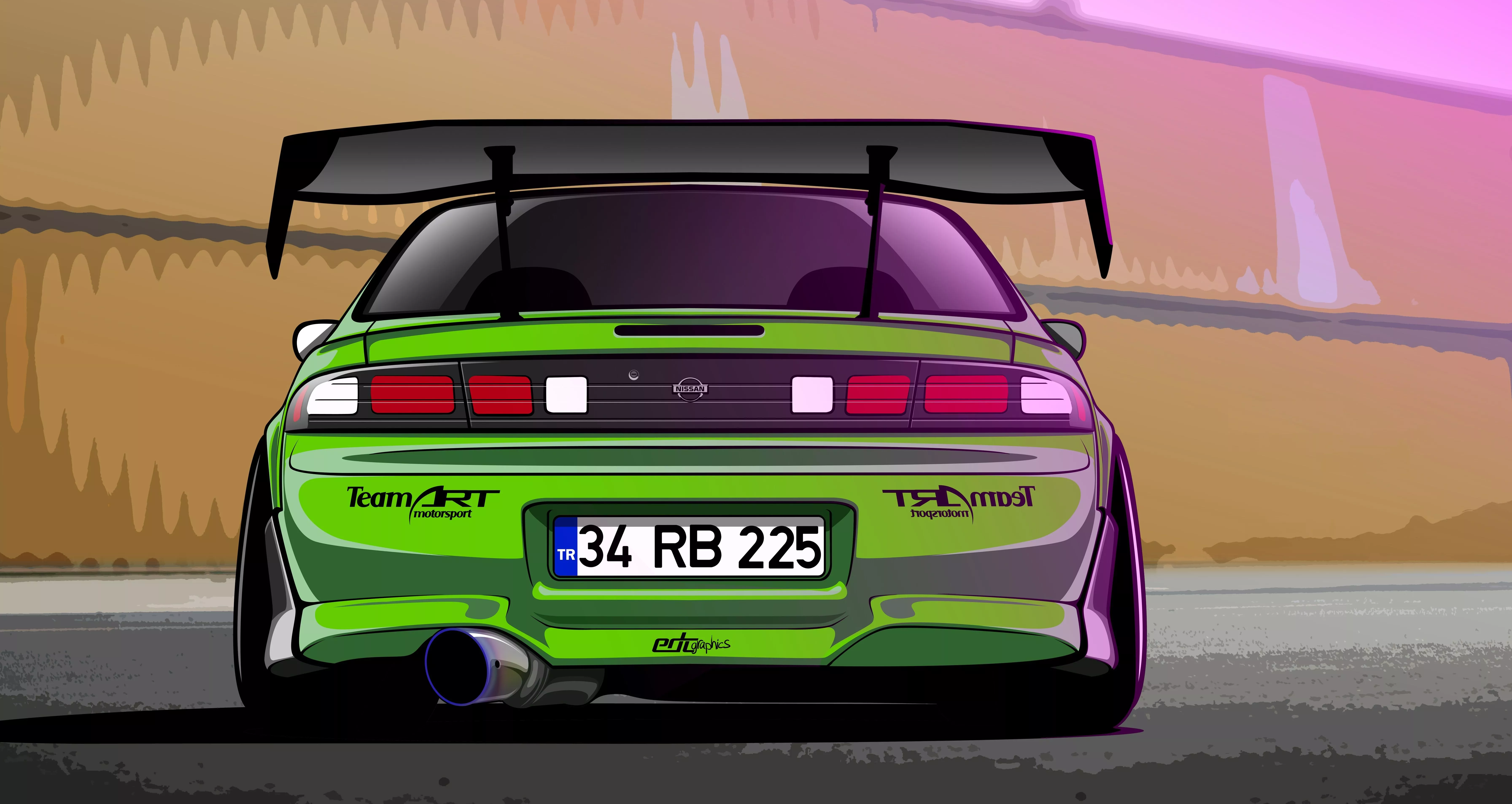 Wallpaper Silvia, Nissan, Green, S14