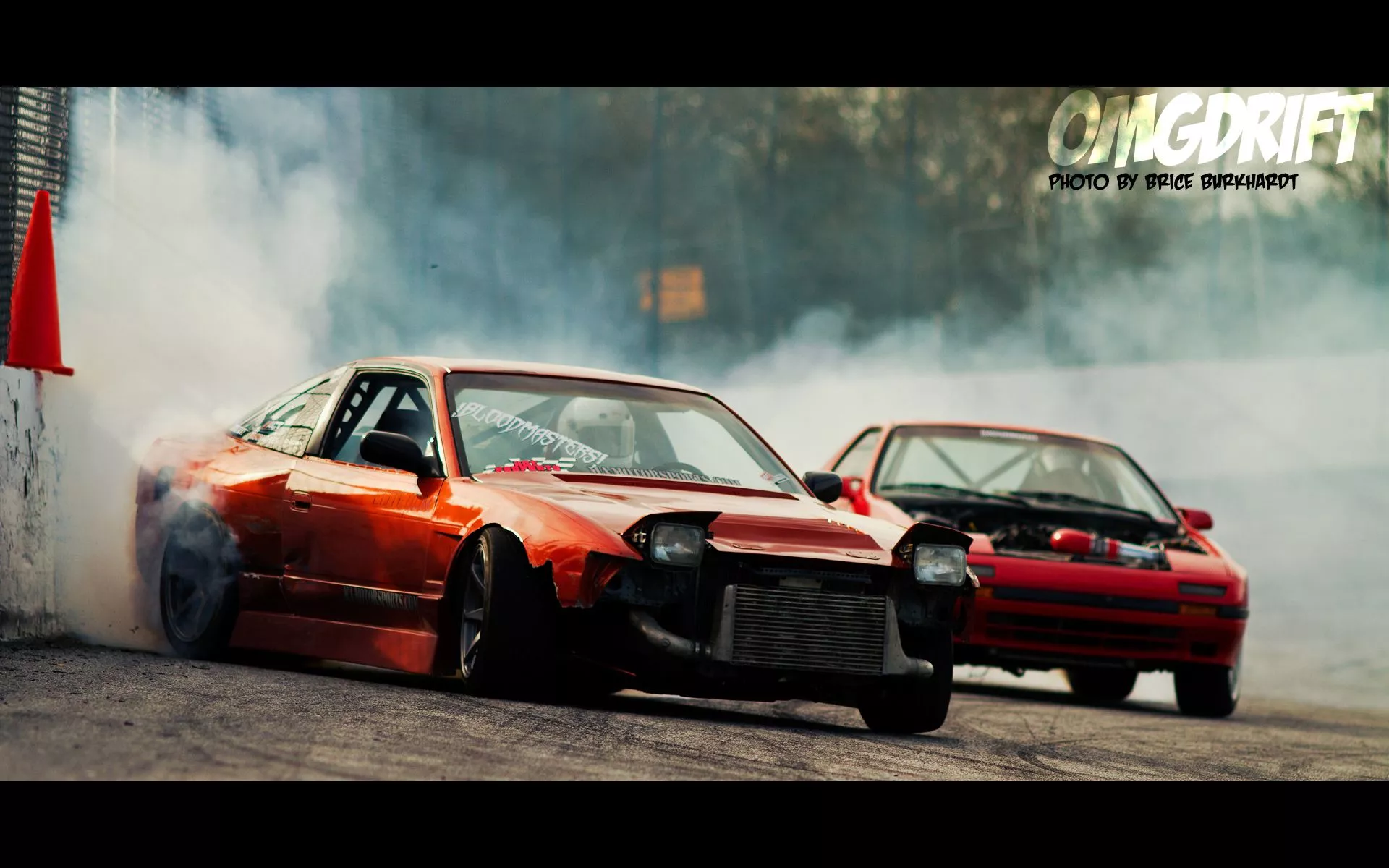 Wallpaper red, tuning, smoke, nissan