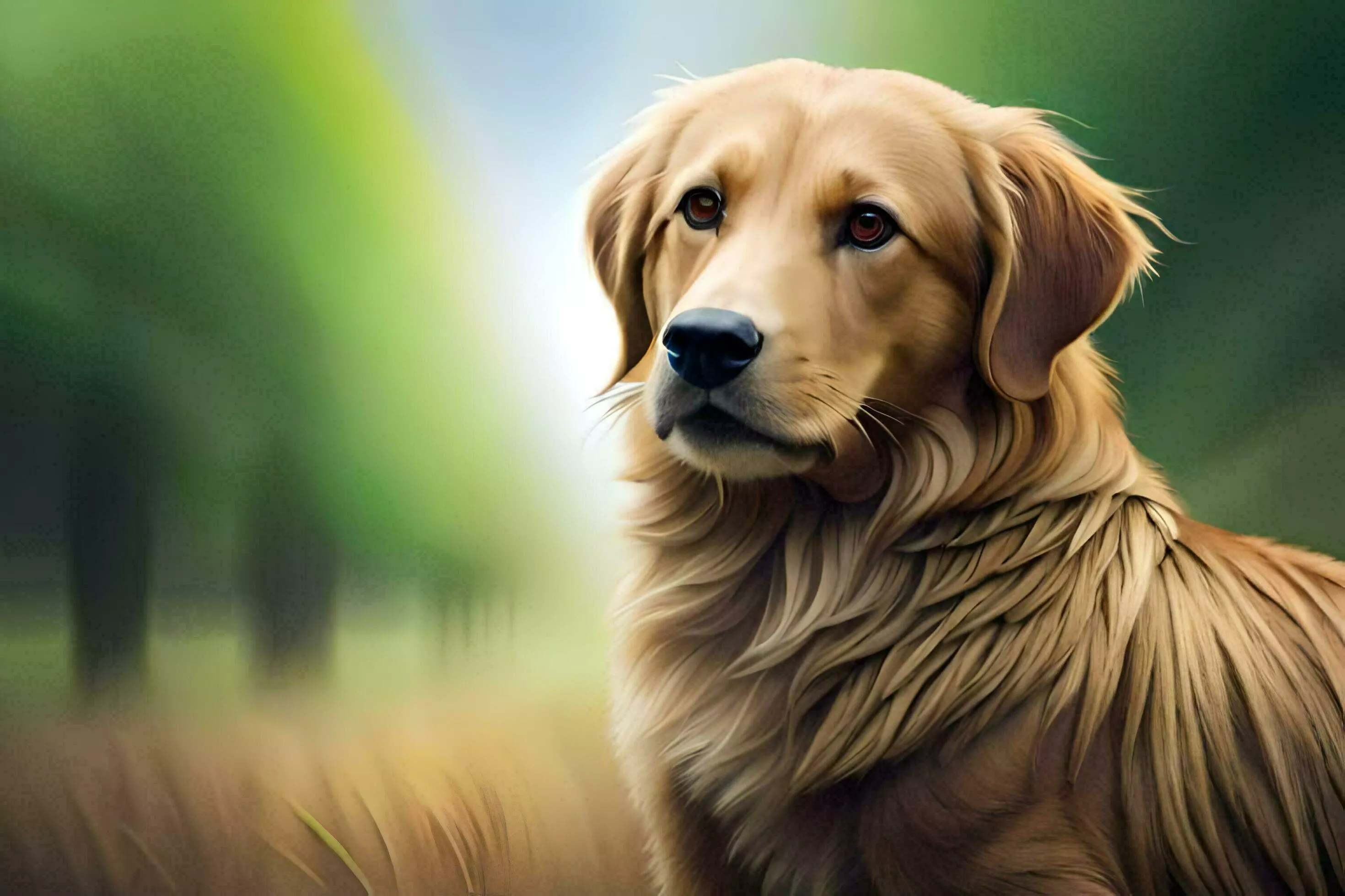 golden retriever, painting, dog