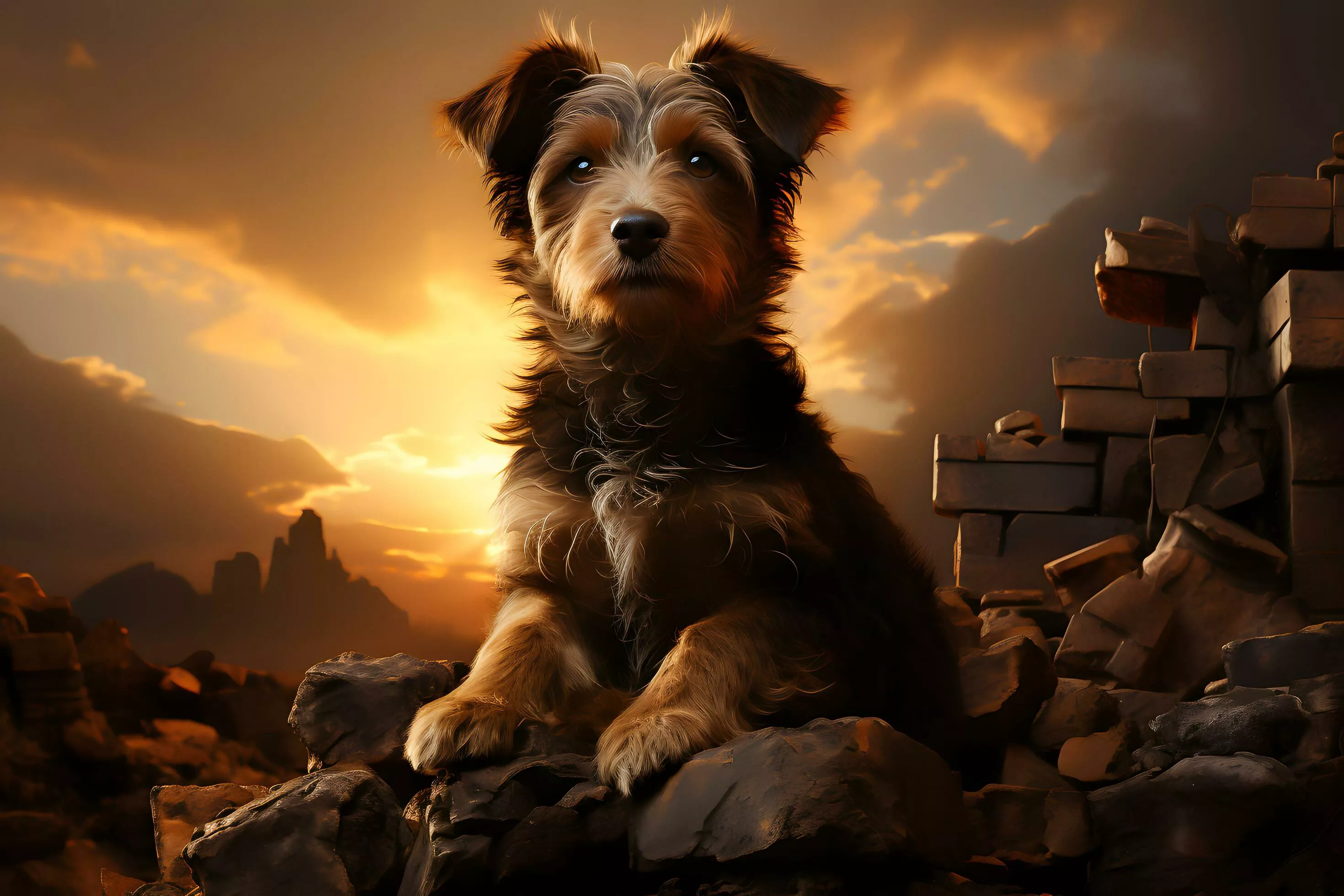 Cute Dog on Pet themed Background, Ai