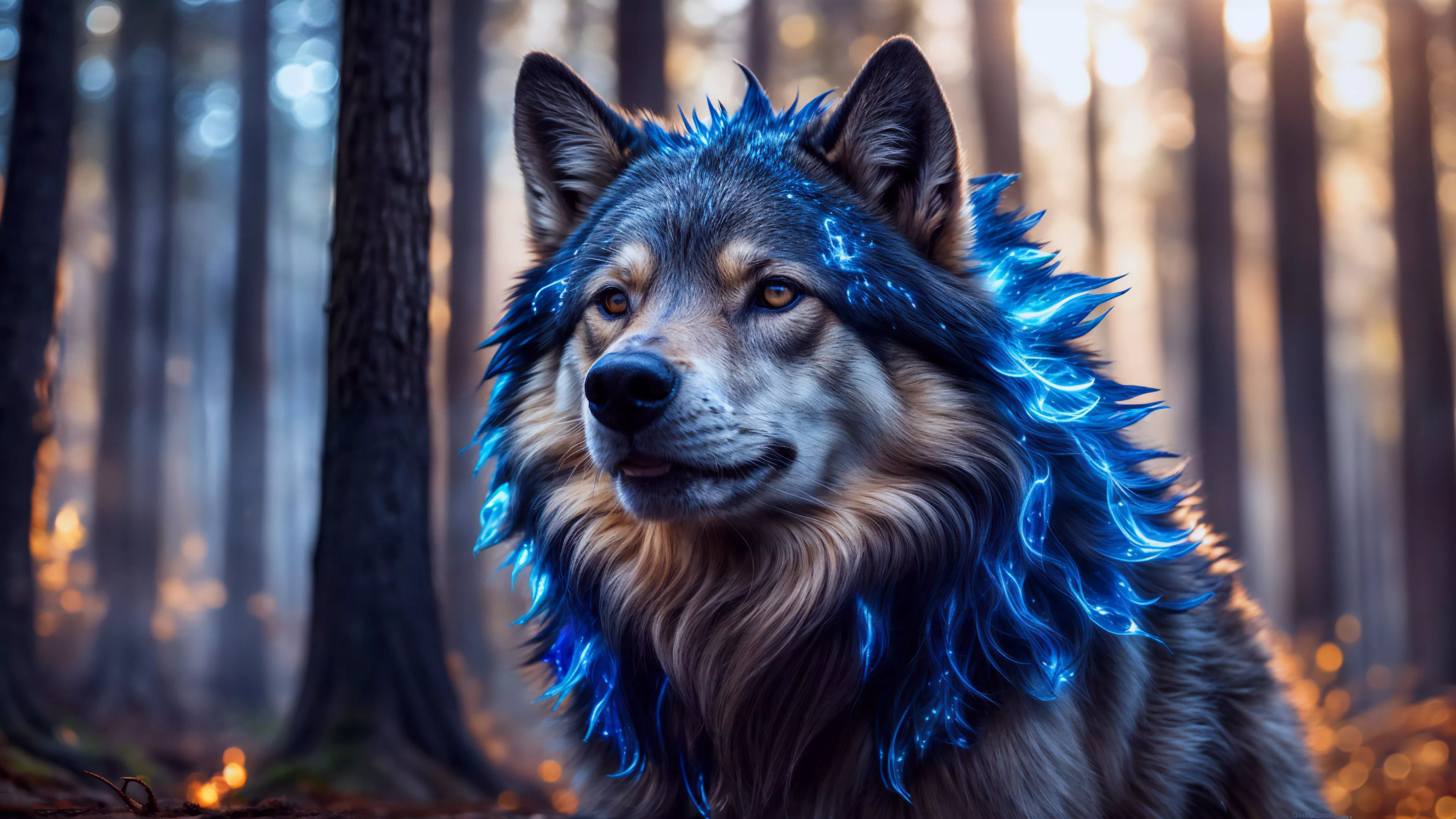Wolfdog Wallpaper 4K, AI art, Mystical