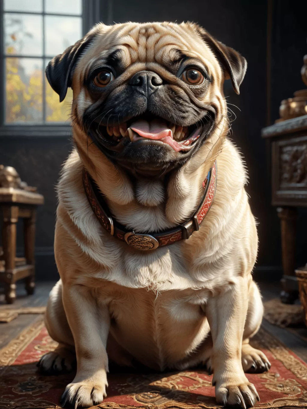 Premium Free ai Image. happy pug dog