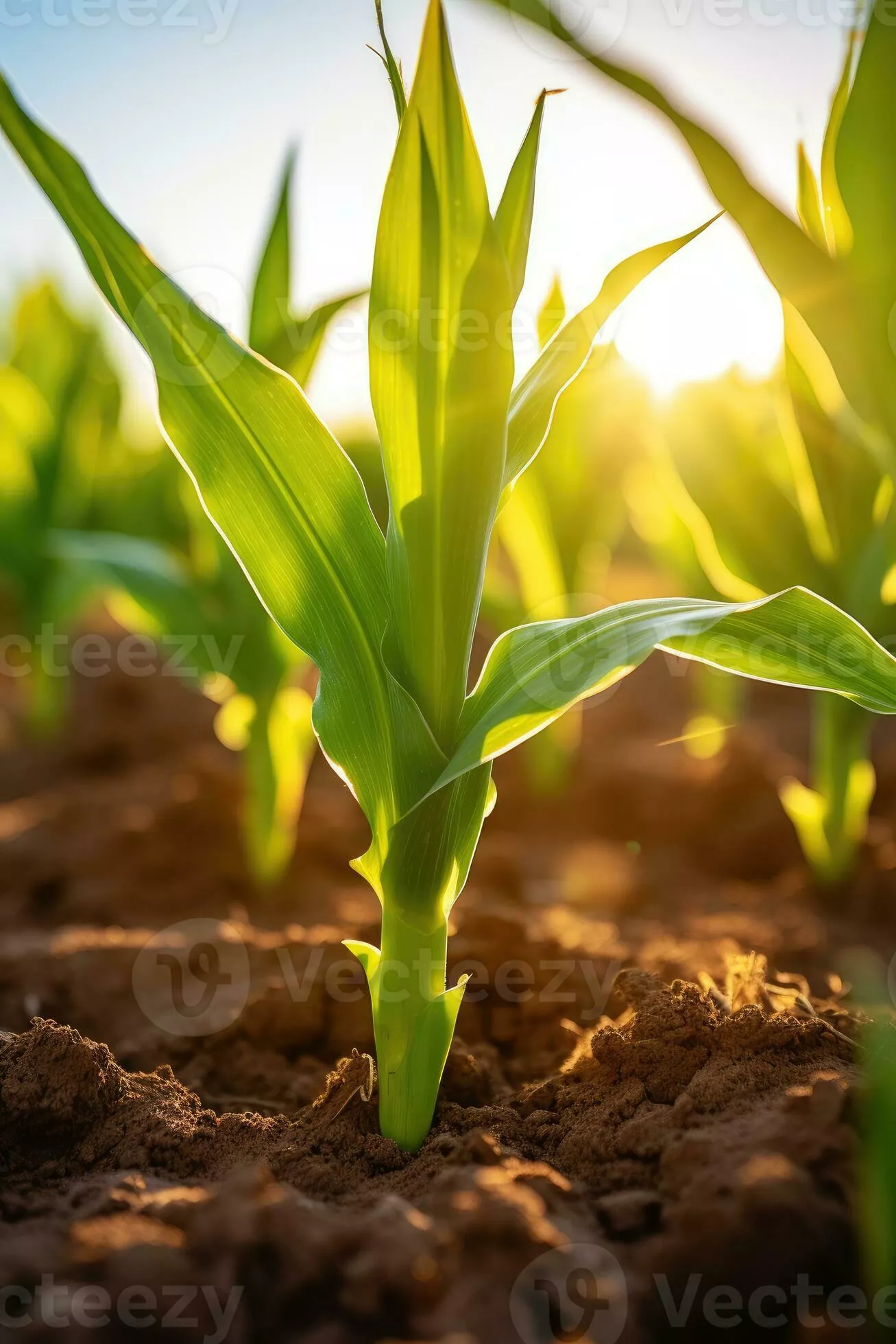 corn field sun rays peaceful landscape