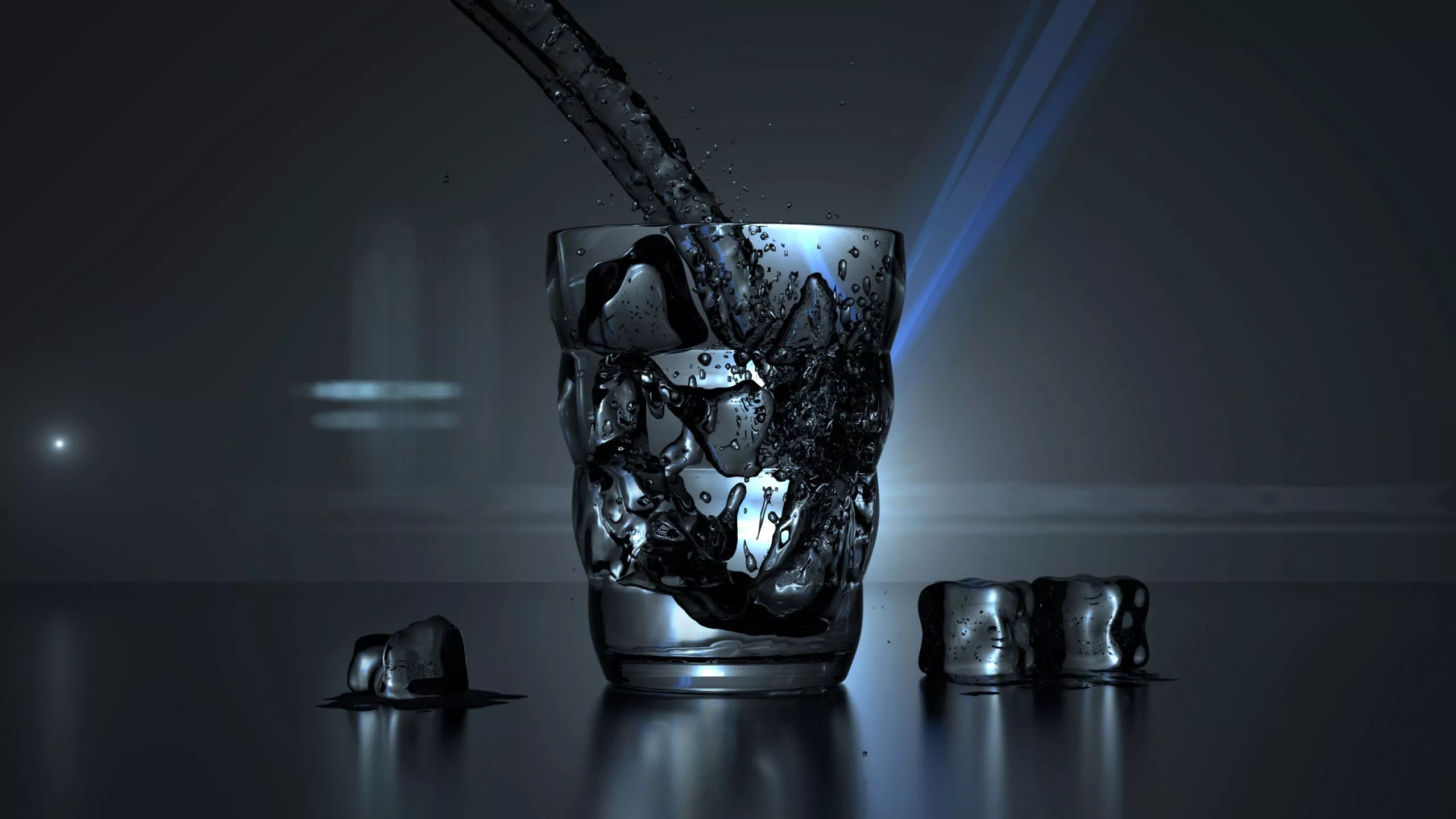 Ice Cube With Water In Glass HD Ice