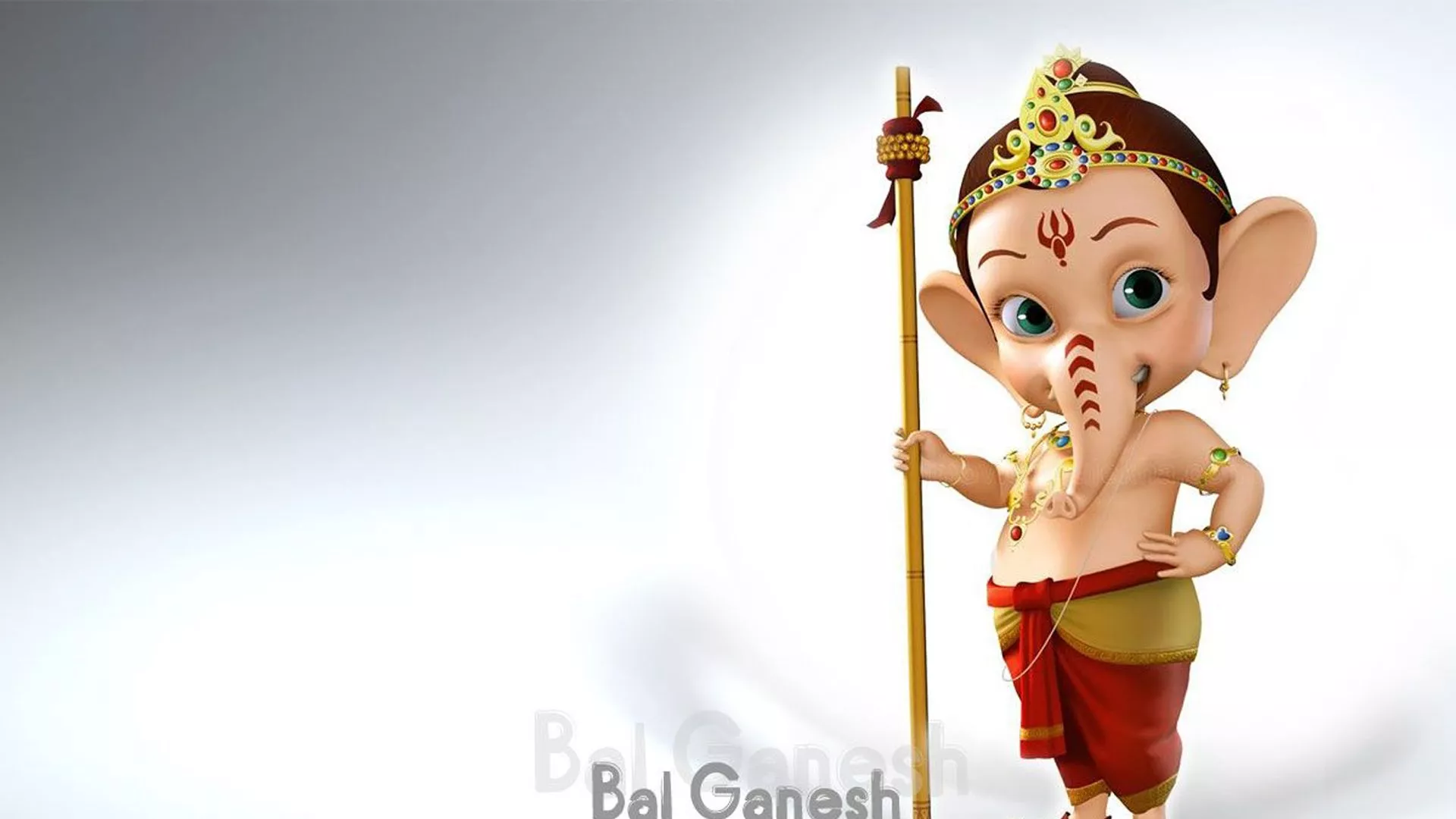 Bal Ganesh Cartoon Image White
