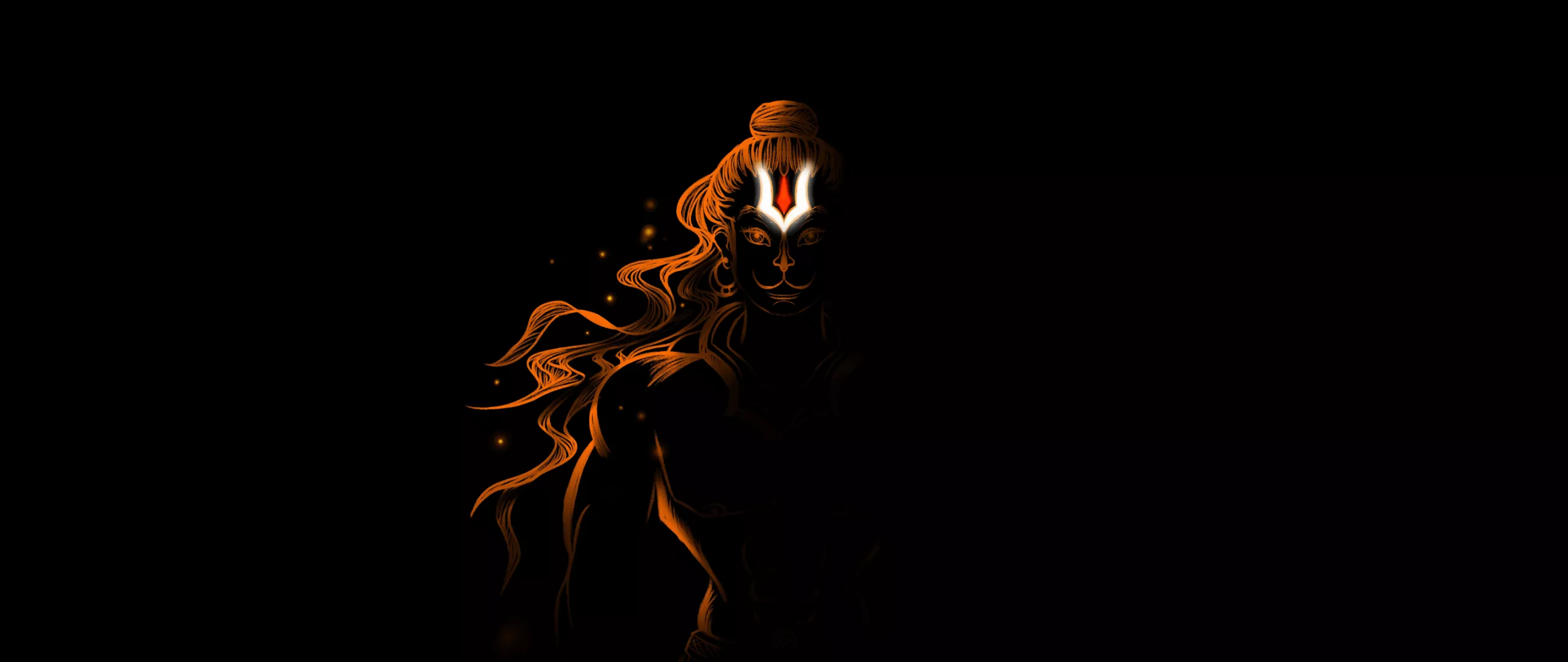 Lord Hanuman Wallpaper 4K, Black