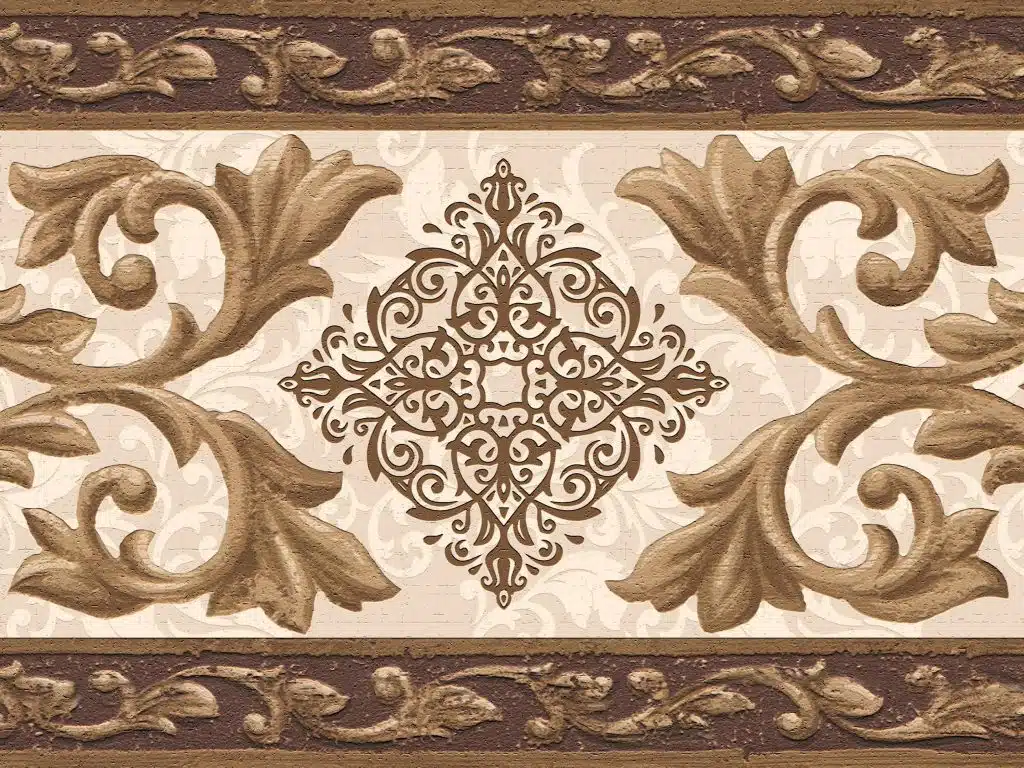 Brown Scrolls Wall Border Retro Design