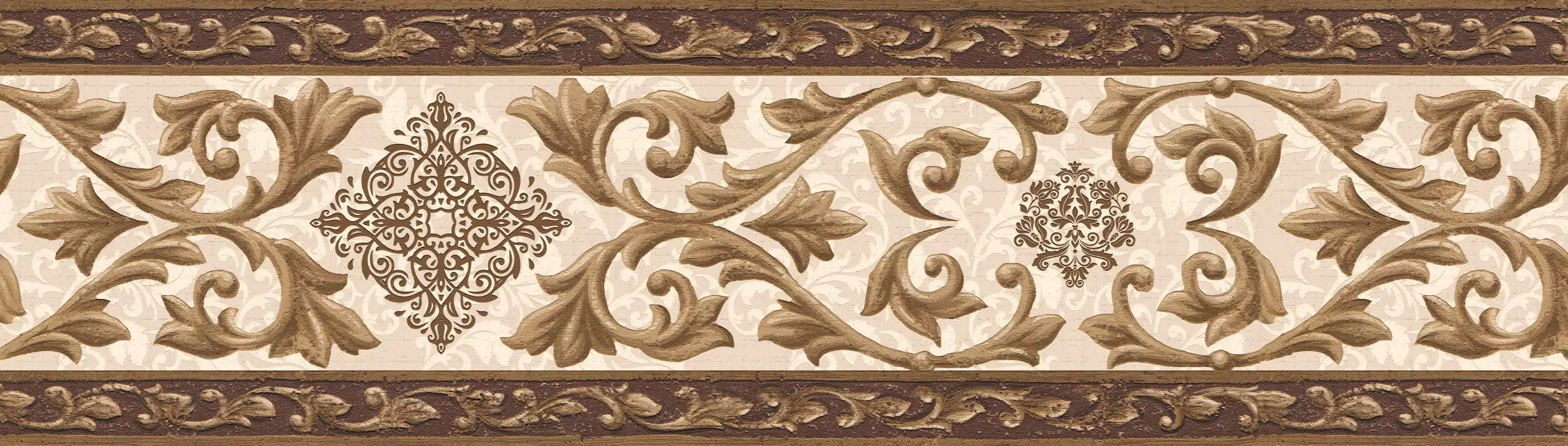 Brown Scrolls Wall Border Retro Design