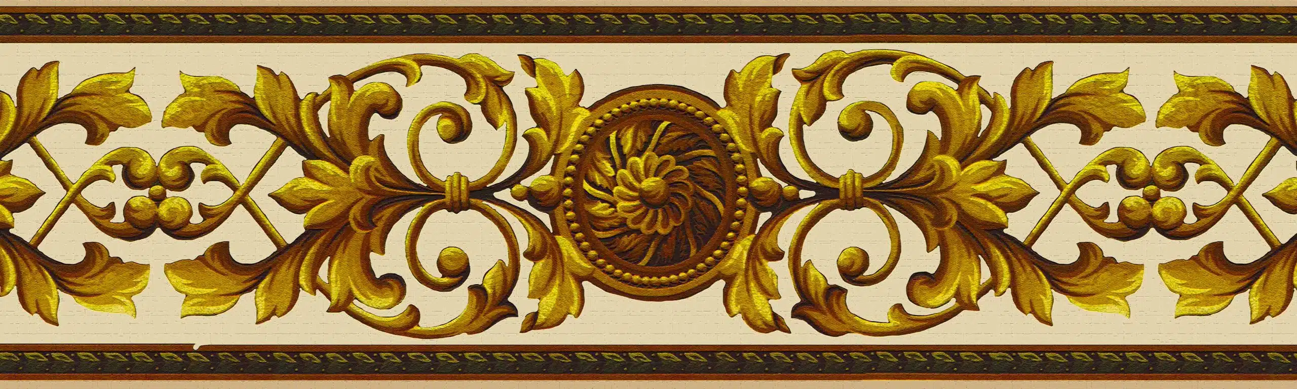Damask Gold Scrolls Wall Border Retro